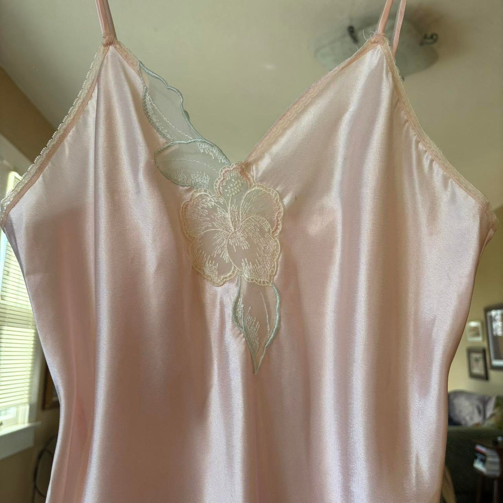 Other Vintage Hibiscus Pink Satin Mini Slip Lace Trim 90s Y2K Size S / US 4 / IT 40 - 3 Thumbnail
