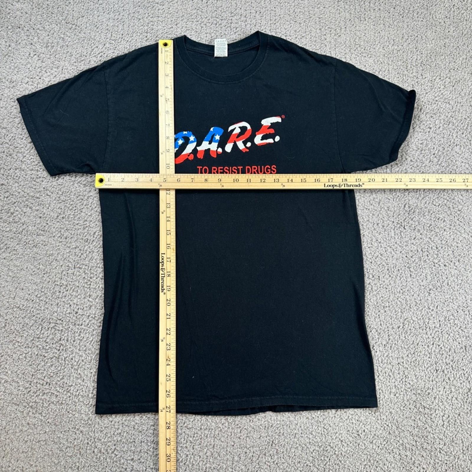 Fruit Of The Loom DARE T Shirt Mens M Black American Flag Logo To Resist Retro Size US M / EU 48-50 / 2 - 2 Thumbnail