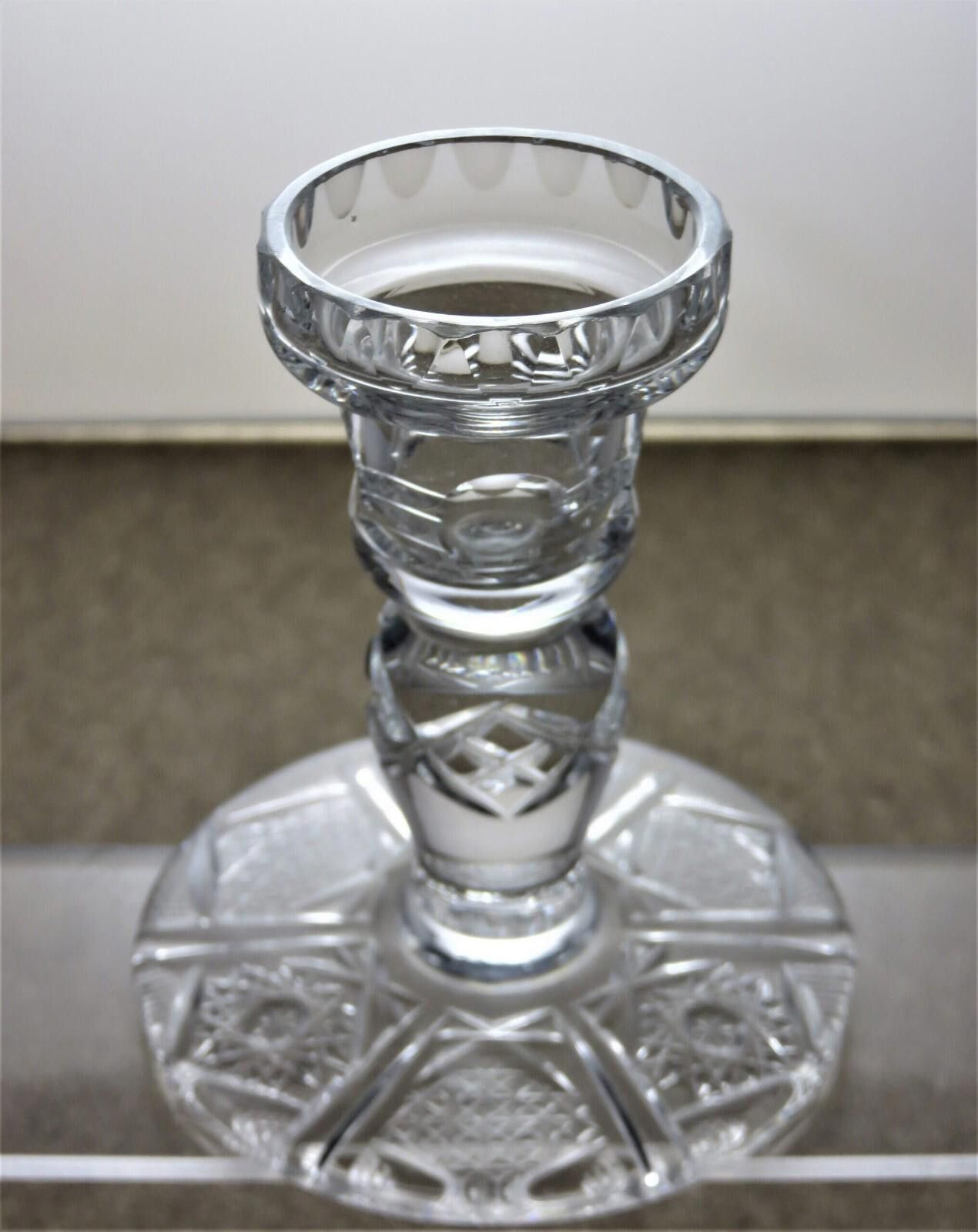 Other Crystal Set Of 2 Hobstar Cut Candle Holders Tealight 4 1/3" Size ONE SIZE - 3 Thumbnail