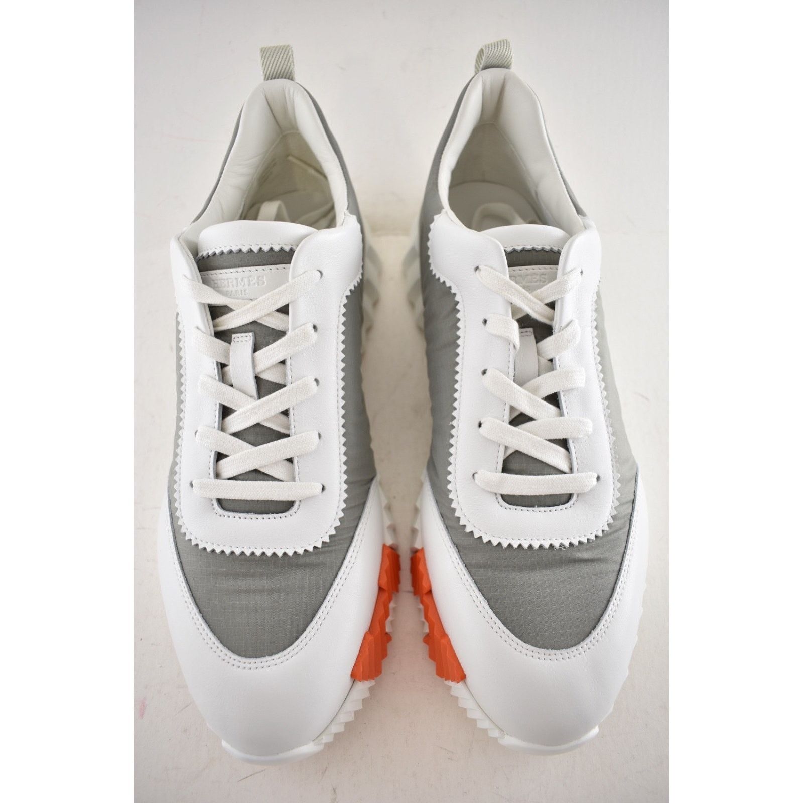 Hermes Mens Bouncing Sneaker Etoupe Blanc White Grey H Logo Lace Up Size US 11 / EU 44 - 9 Thumbnail