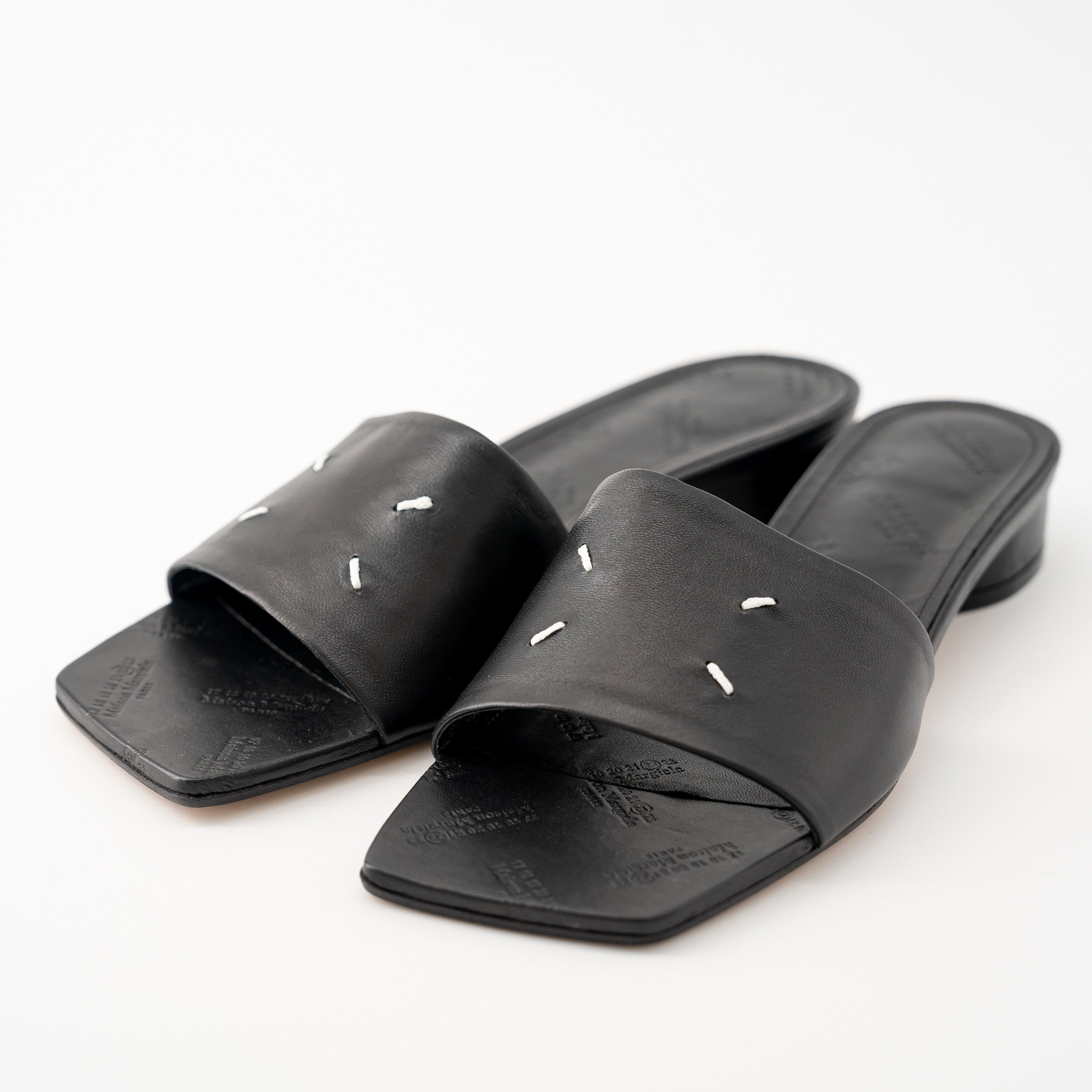 Gucci 41 11US - Maison Margiela Sandals Slip-on Black Leather Size US 11 / IT 41 - 1 Thumbnail