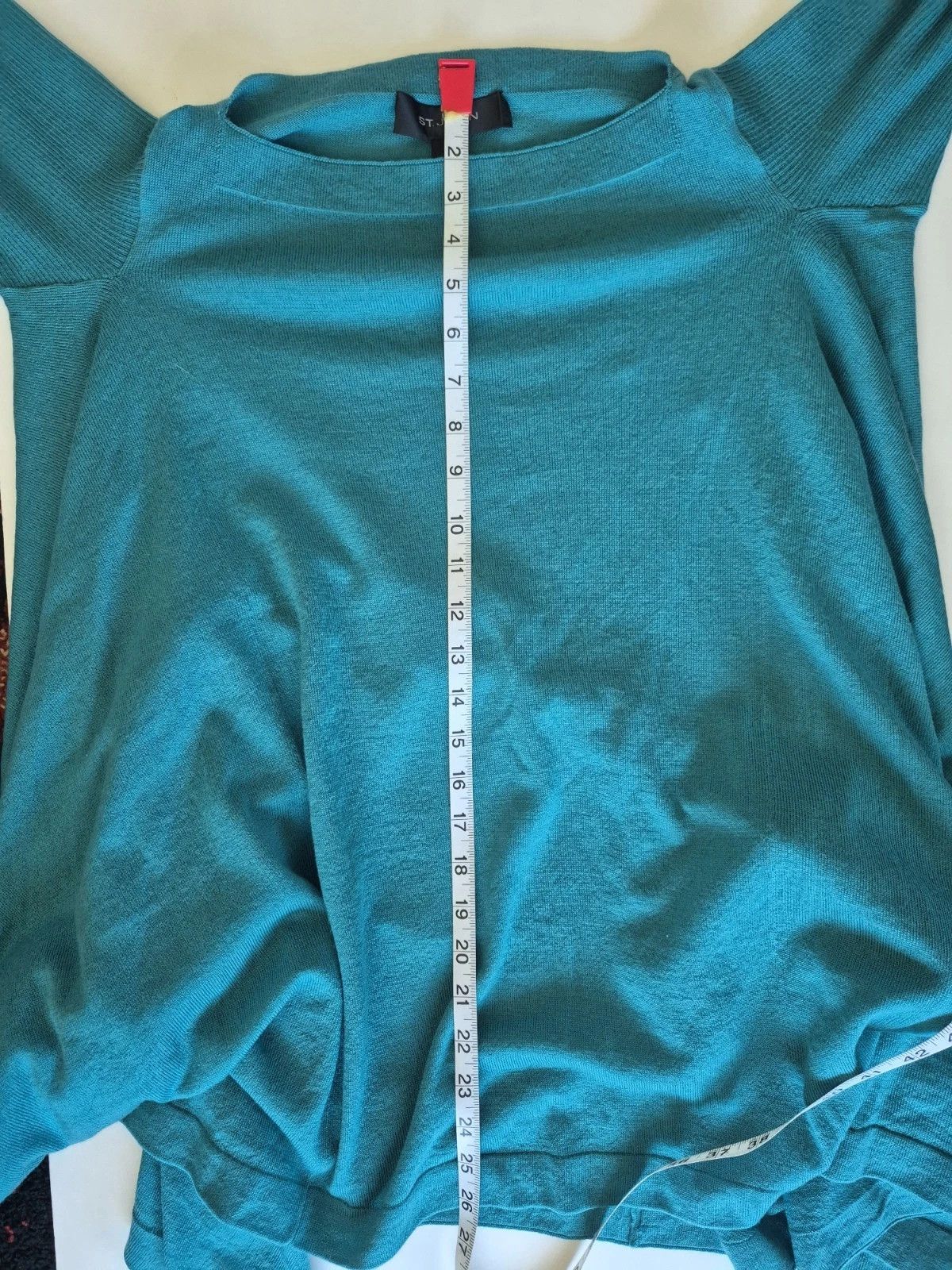 St. John Sweater Turquoise 100% Wool Long Slv Asymmetrical Hem Size P Size S / US 4 / IT 40 - 9 Thumbnail
