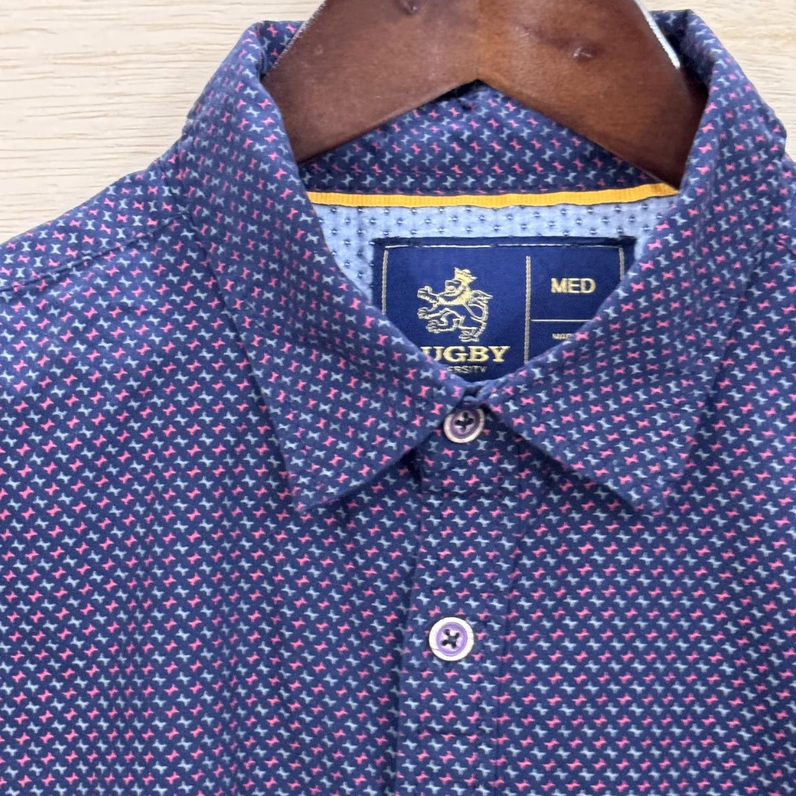Designer Rugby University Mens Button Up Short Sleeve Shirt Medium Size US M / EU 48-50 / 2 - 3 Thumbnail