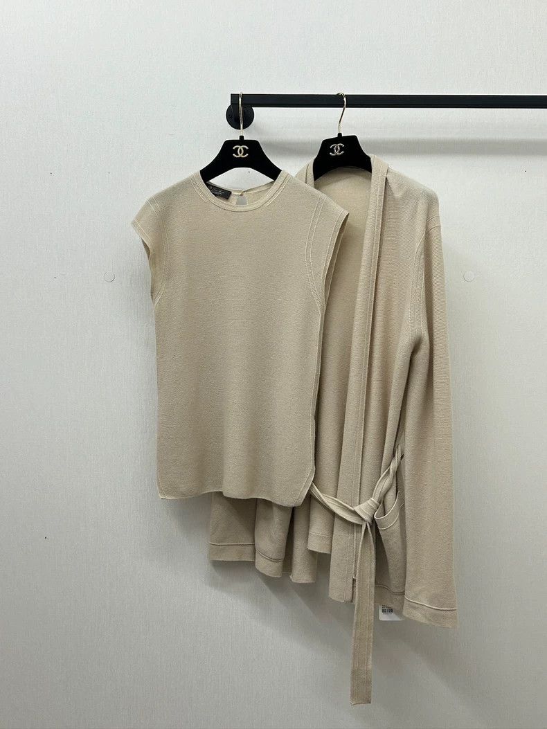 Loro Piana LORO PIANA Camel colored cashmere open shirt sleeveless kn Size L / US 10 / IT 46 - 2 Thumbnail