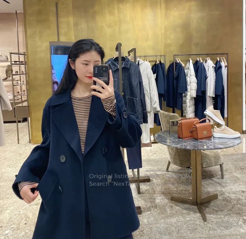 Max Mara Max Mara Classic Navy Blue Wool Coat Size XXS / US 00 / IT 34 - 6 Thumbnail