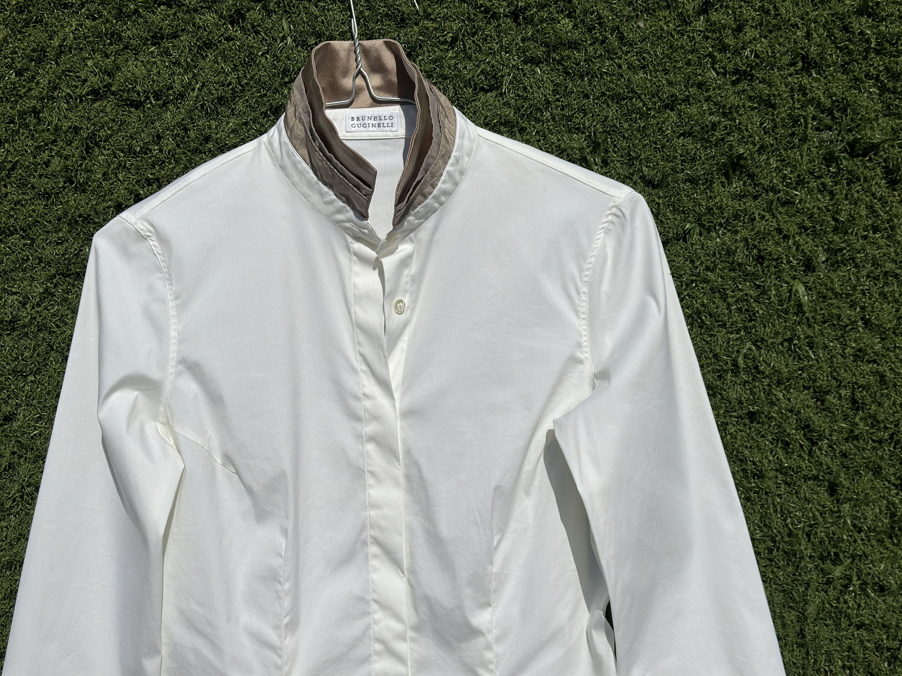 Brunello Cucinelli Brunello Cucinelli Tailored Silk Trim Collar Shirt Xs S Size S / US 4 / IT 40 - 4 Thumbnail