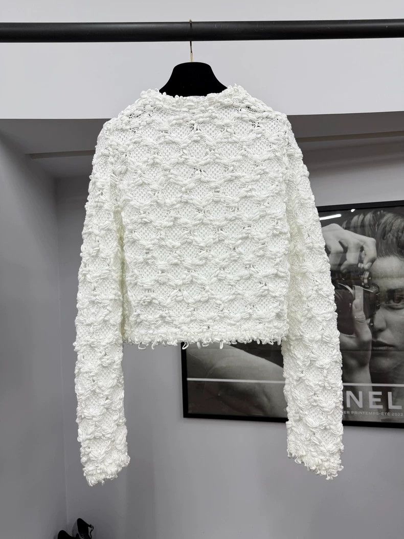 Chanel Chanel 25P white three-dimensional crochet knitted cardiga Size XS / US 0-2 / IT 36-38 - 3 Thumbnail