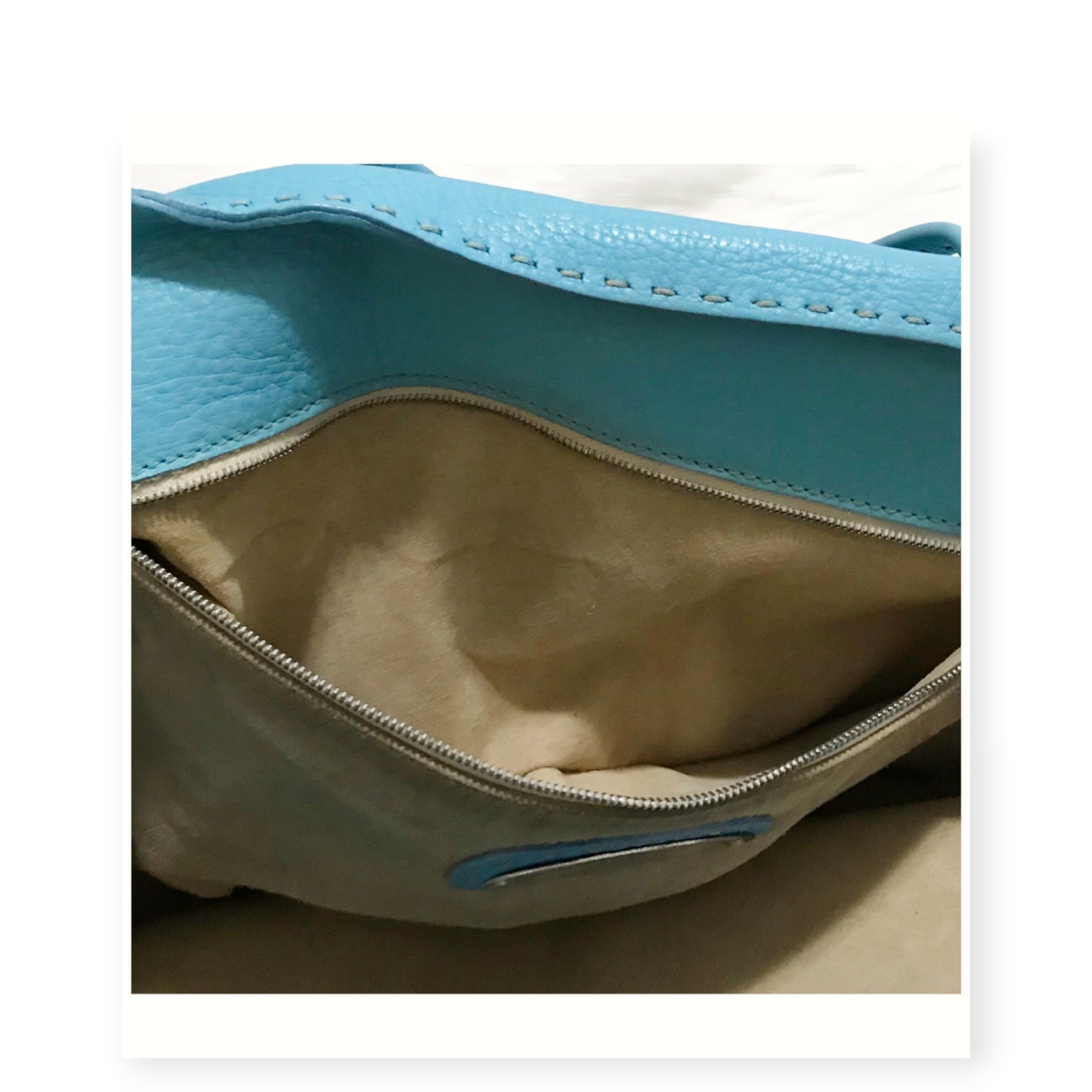 Fendi Fendi Selleria Blue Leather Tote Handcrafted Roll Bag Italy Size ONE SIZE - 5 Thumbnail