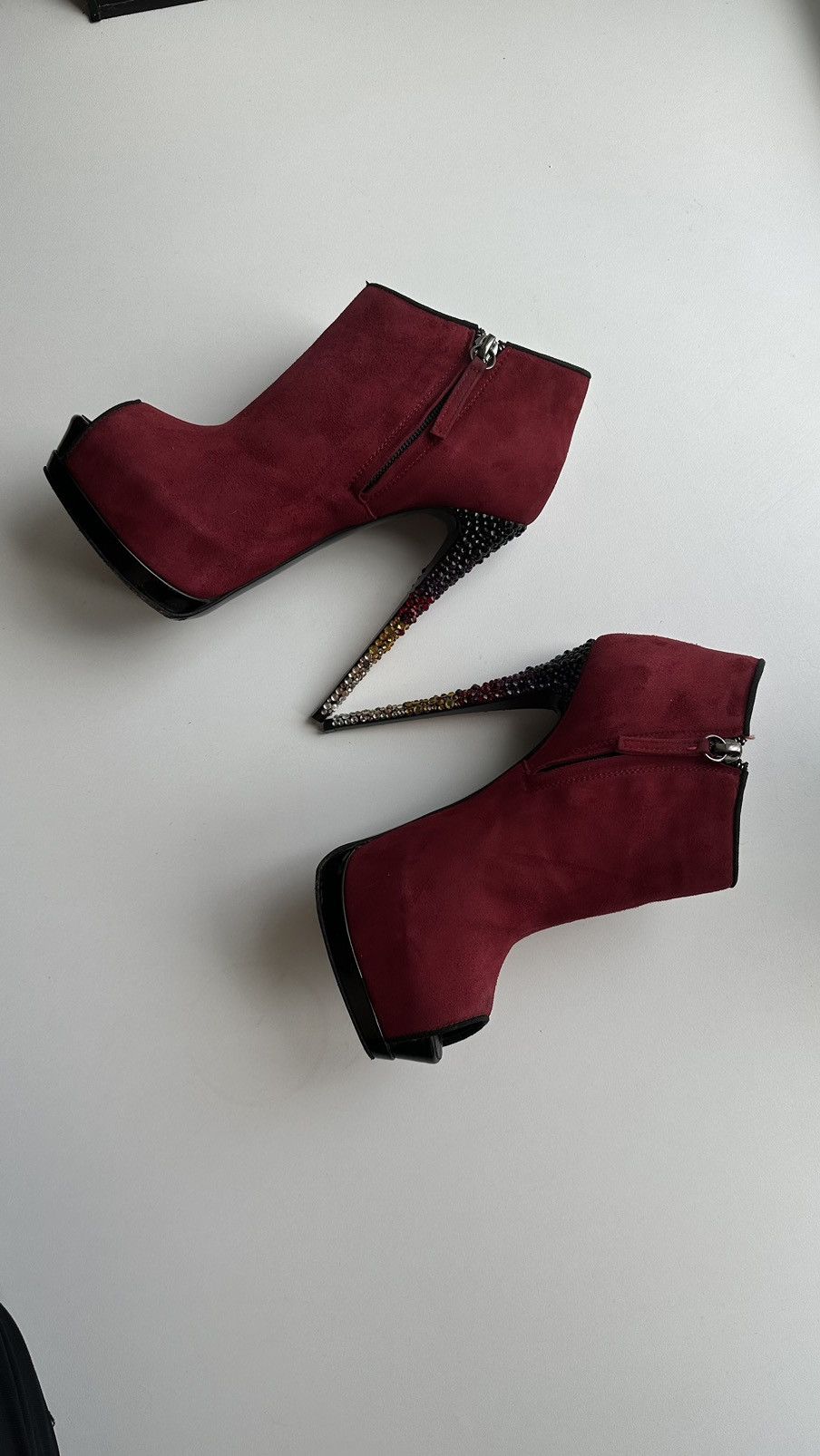 Giuseppe Zanotti Giuseppe Zanotti Red Suede High Heels Rhinestone Size 36.5 Size US 6.5 / IT 36.5 - 5 Thumbnail
