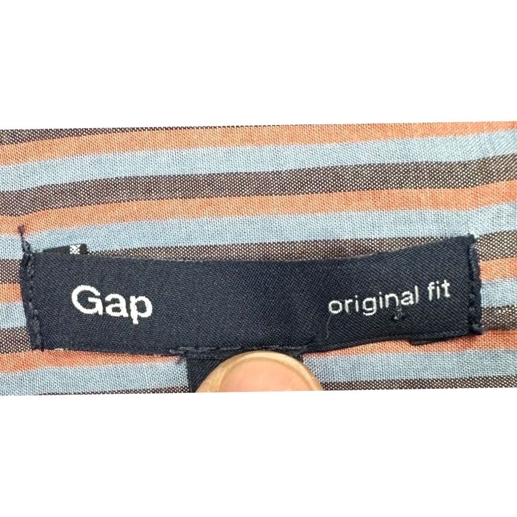 Gap VINTAGE Gap Shirt 2XL Tall Mens Orange Multi Striped Button-Up Long Sleeve Collared 100% Cotton NEW Size US XXL / EU 58 / 5 - 4 Thumbnail