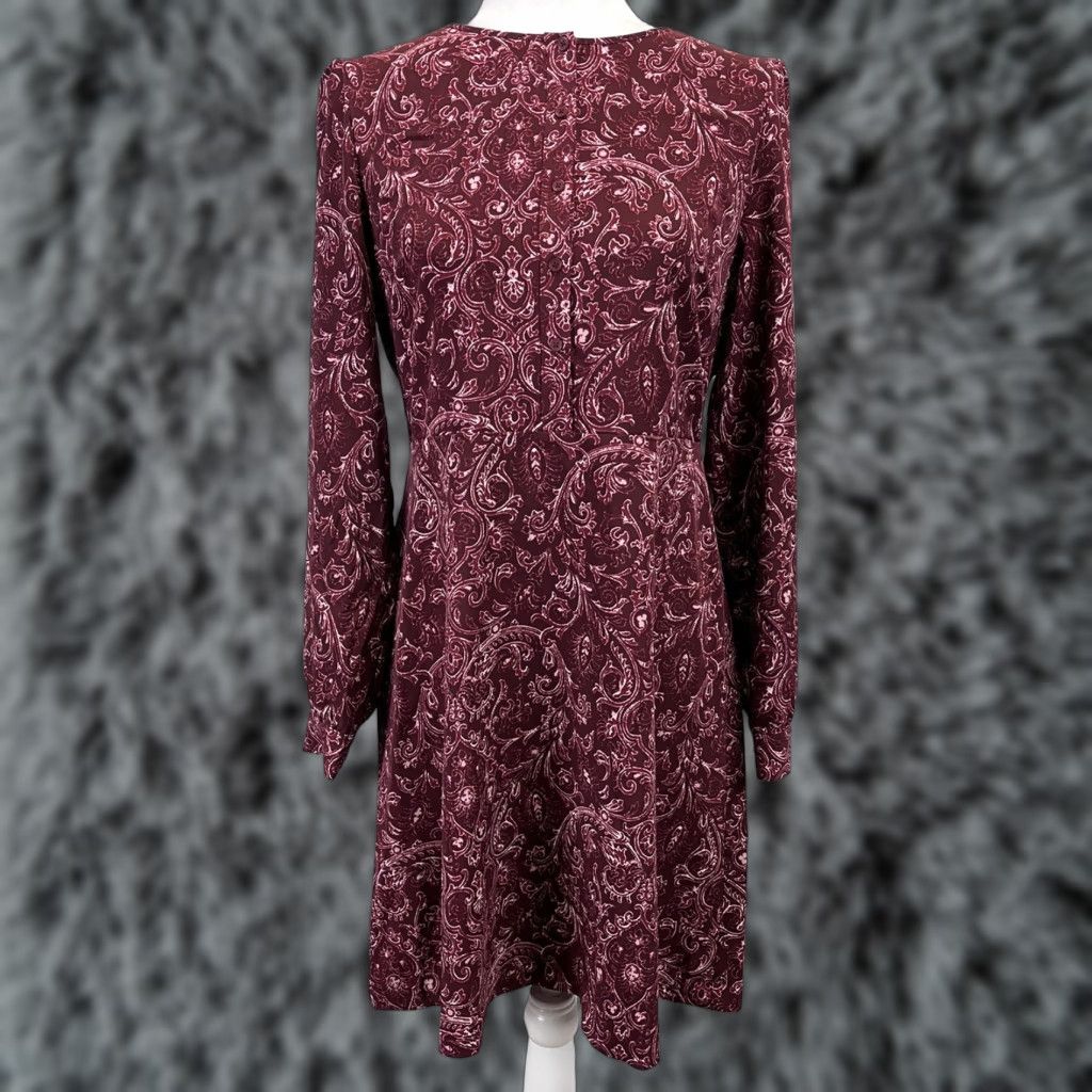 Loft LOFT Shirt Dress Sz 6 Womens Burgundy Paisley Long Sleeve Shirt Dress Womens Regular Size 6 Fall Spring Summer Winter Vintage No (VGUC) Size M / US 6-8 / IT 42-44 - 1 Thumbnail