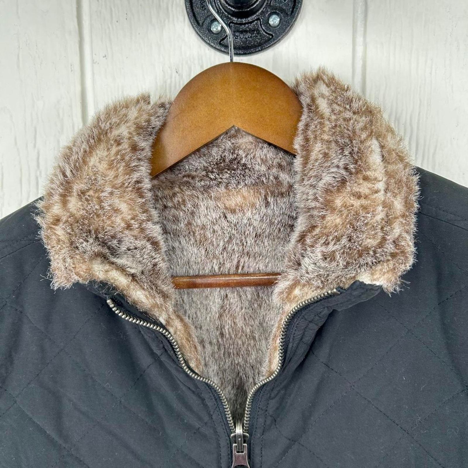 Other Vintage Y2K Fur Lined Black Zip-Up Winter Vest Large Size L / US 10 / IT 46 - 4 Thumbnail