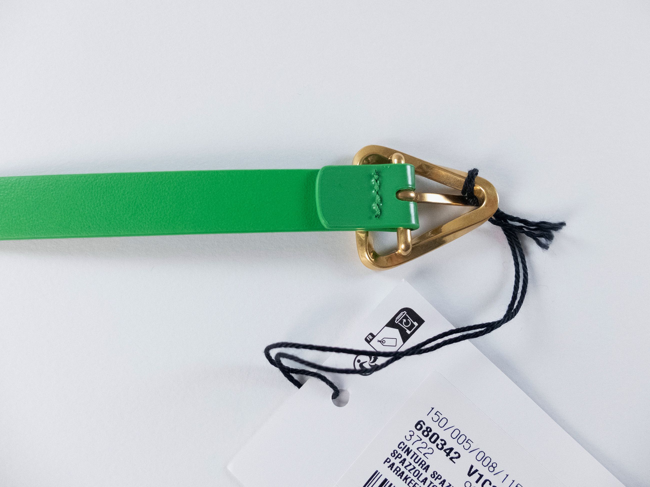 Bottega Veneta BOTTEGA VENETA Grasp green & gold triangle leather belt 90 Size ONE SIZE - 6 Thumbnail