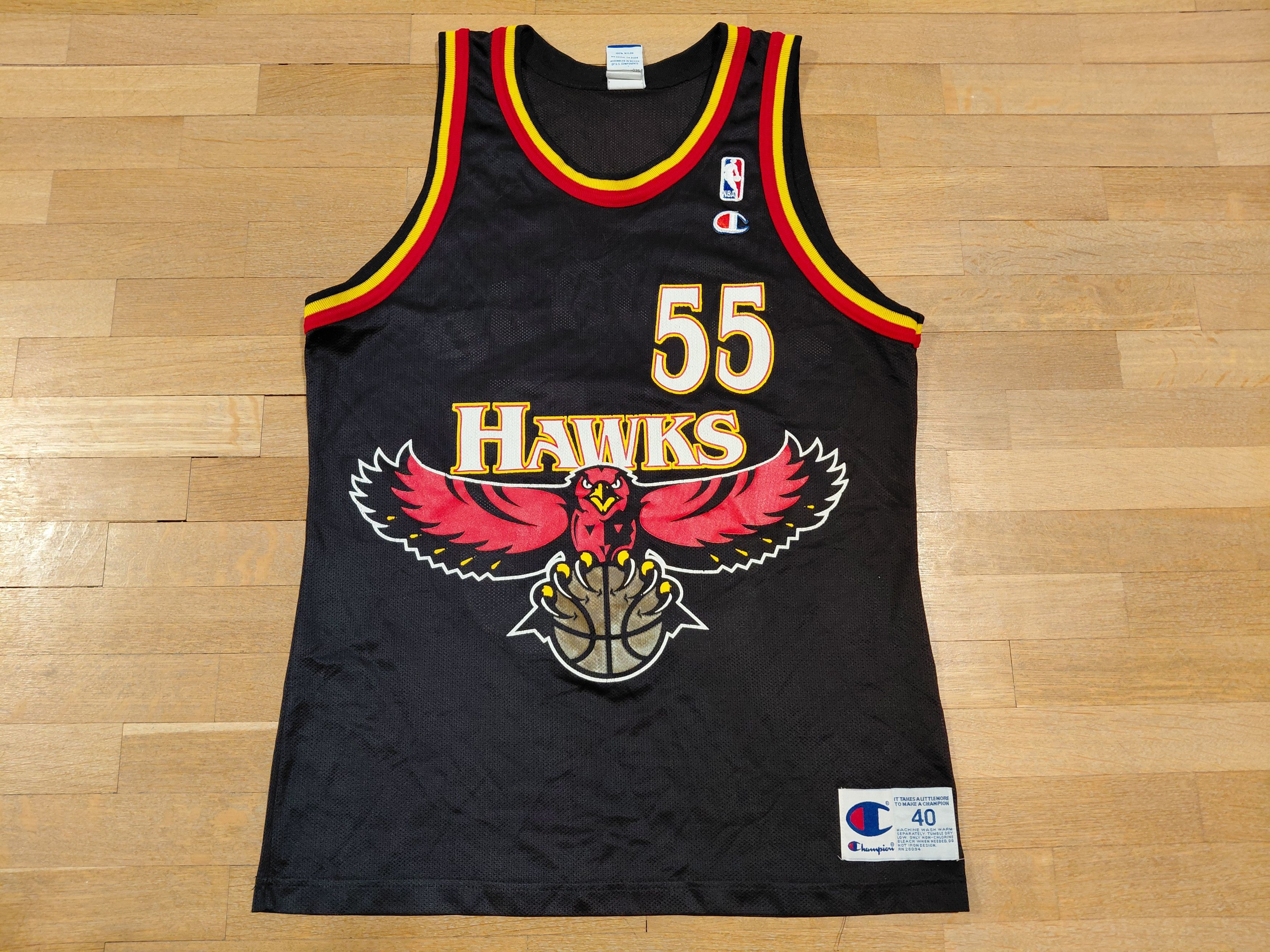 Champion Atlanta Hawks 55 Dikembe Mutombo Vintage 1990s NBA Jersey Size US M / EU 48-50 / 2 - 1 Thumbnail