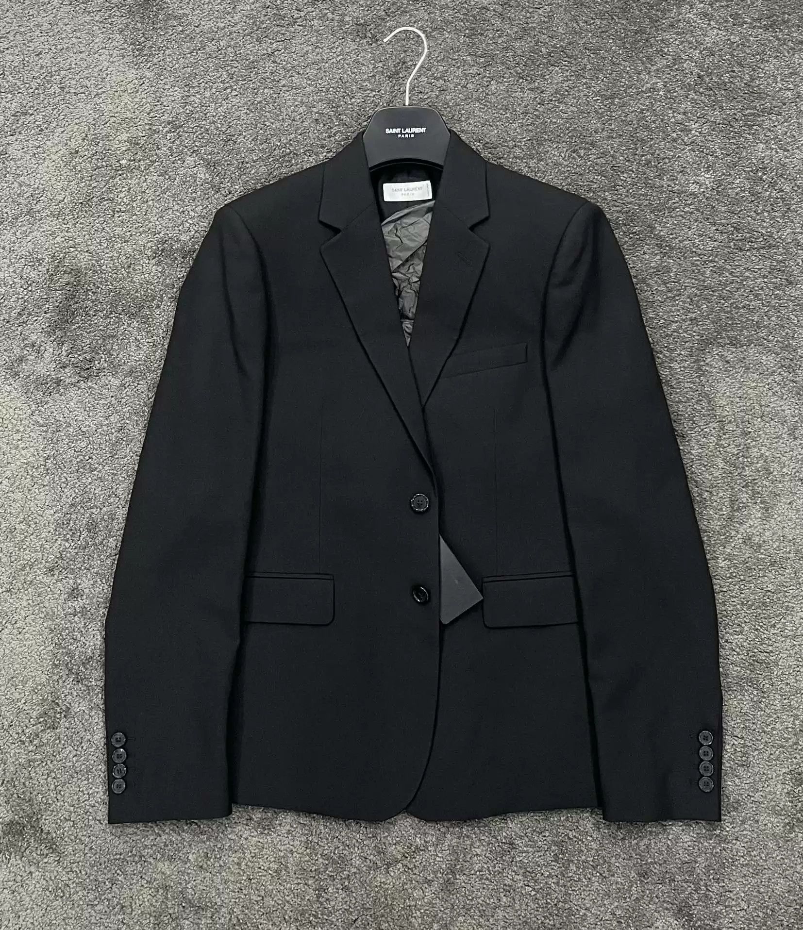 Saint Laurent Paris Saint Laurent Men's Black Wool Blazer Size US M / EU 48-50 / 2 - 1 Thumbnail