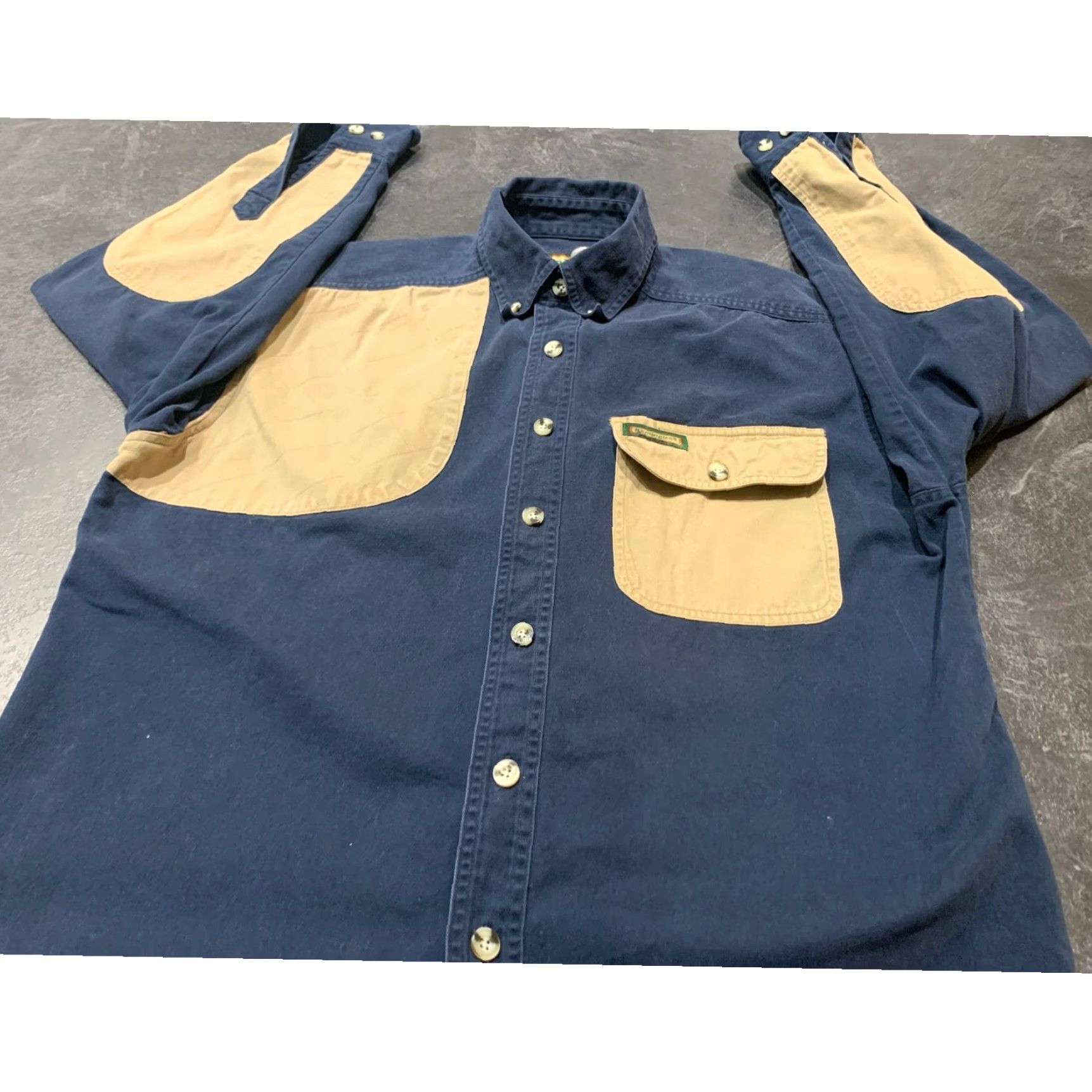 Vintage Remington Sport Shooter Shirt Mens Large Blue Tan Denim Vented Size US L / EU 52-54 / 3 - 1 Thumbnail