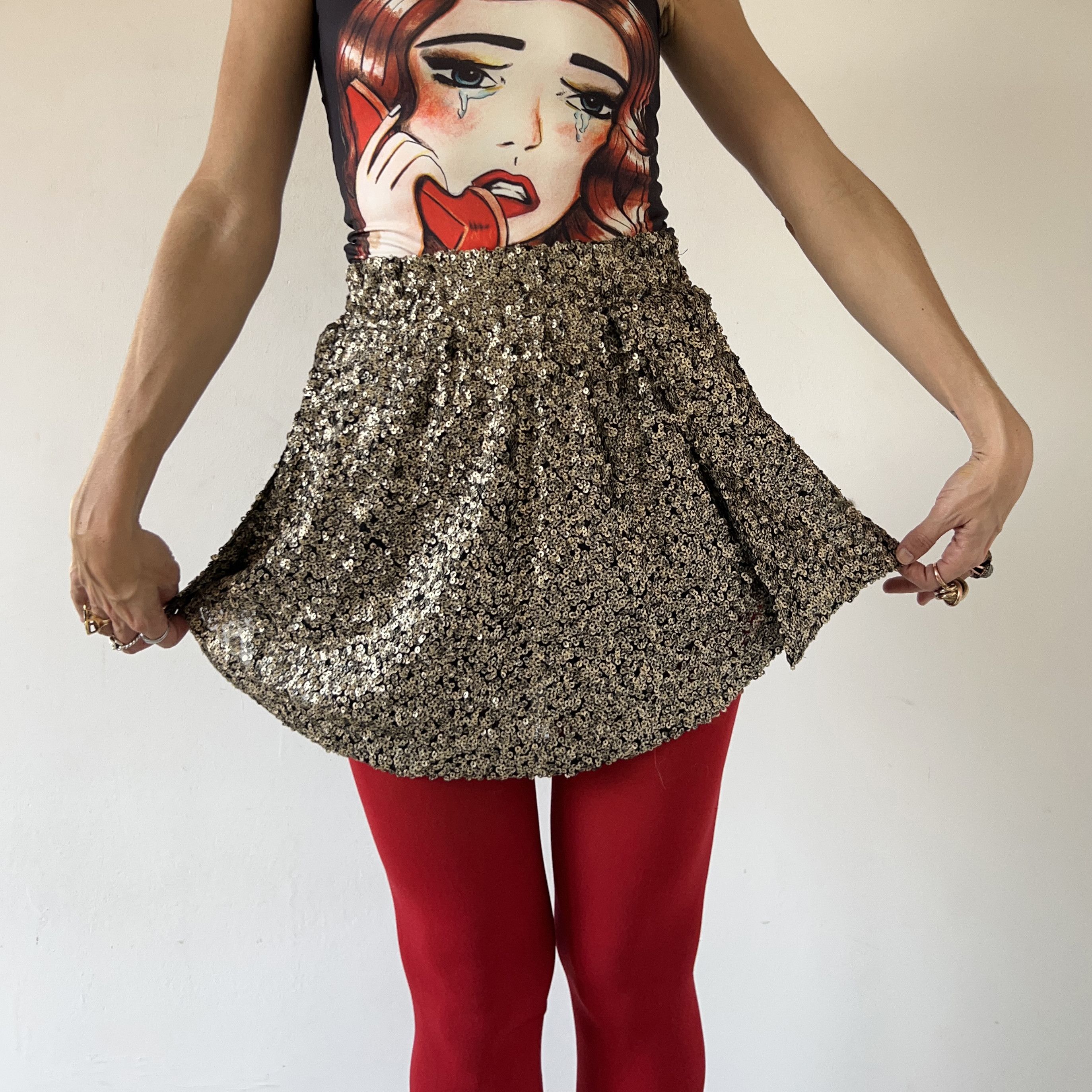 Vintage Vintage Gold Sequin Mini Skirt Size 27" / US 4 / IT 40 - 4 Thumbnail