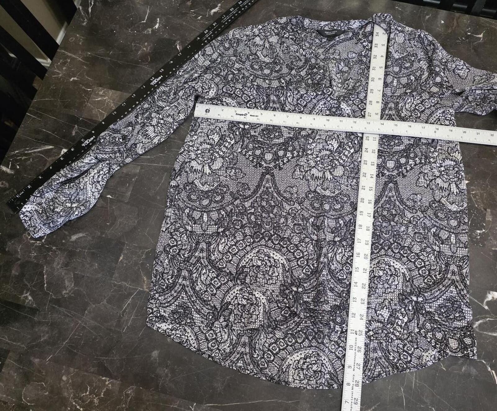 Other Simply Vera Vera Wang Black White Patterned Long Sleeve Top Size S / US 4 / IT 40 - 7 Thumbnail