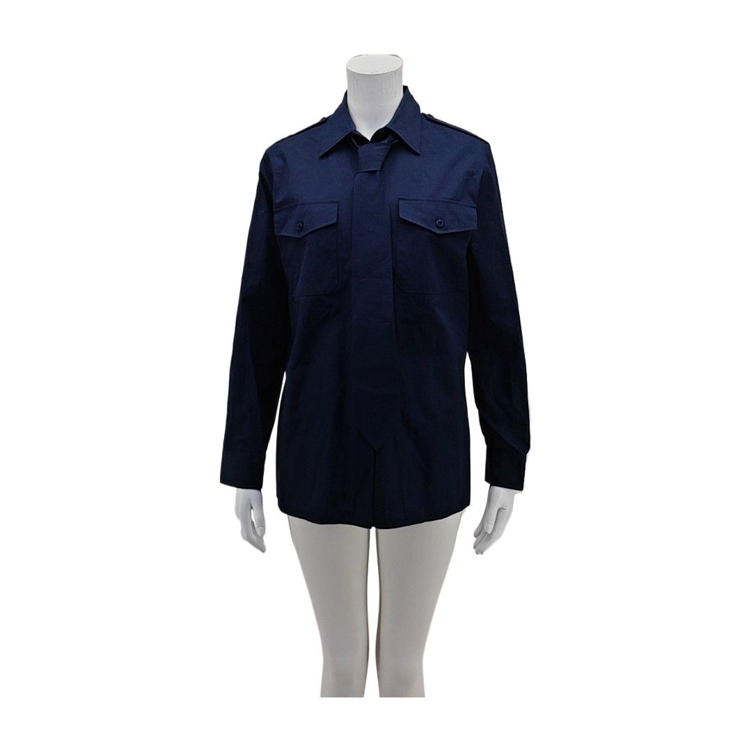 Prada Prada Navy Cotton Military Shirt with Tie Size XS Size US S / EU 44-46 / 1 - 1 Thumbnail
