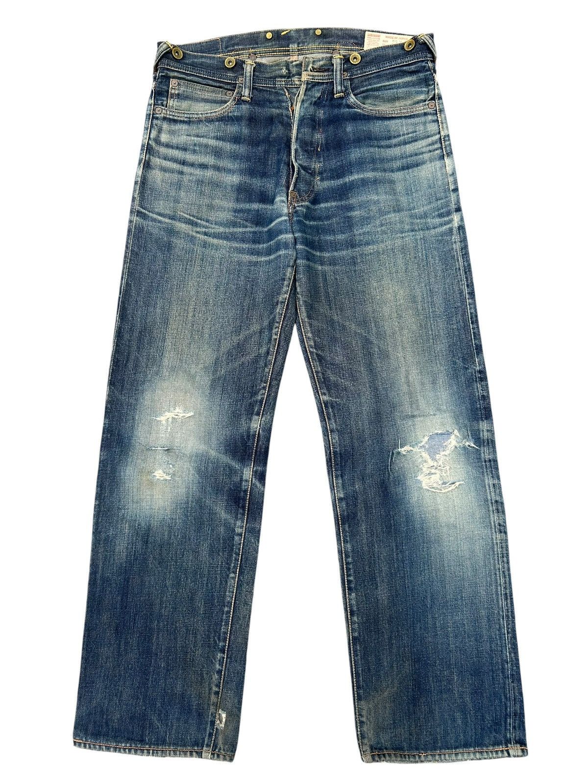 Kapital Buckle Back Vintage Evisu Cowboy Selvedge Distressed Denim Size US 32 / EU 48 - 2 Thumbnail
