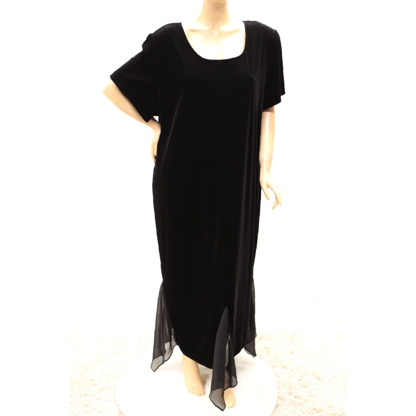 Velvet VINTAGE Another Thyme Dress Black Velour Velour Whimsigoth 28W Full Length Woman's Velvet Maxi Dress Size 4XL / US 24-26 - 6 Thumbnail