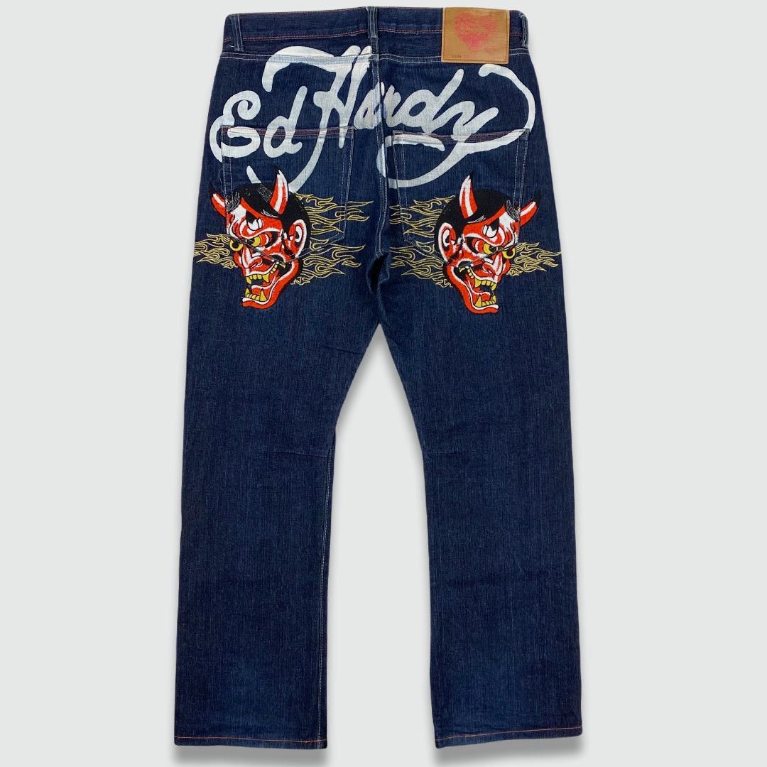 image of Ed Hardy Devil Jeans in Navy, Women's (Size 27)