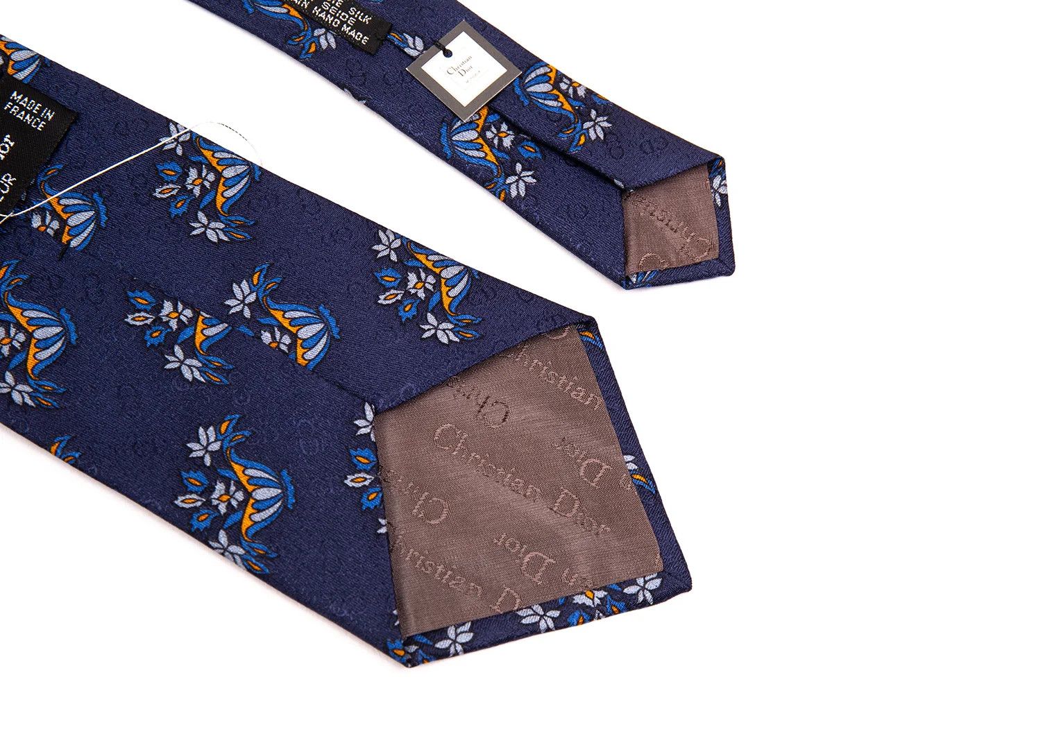 Dior Floral Print Tie in Navy and Light Blue Size ONE SIZE - 5 Thumbnail