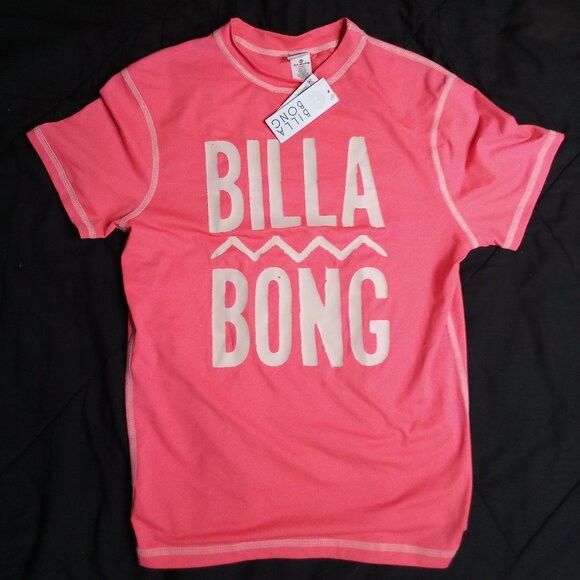 Billabong NWT Dri-Fit Billabong Spell Out T-Shirt Neon Pink Size L / US 10 / IT 46 - 2 Thumbnail