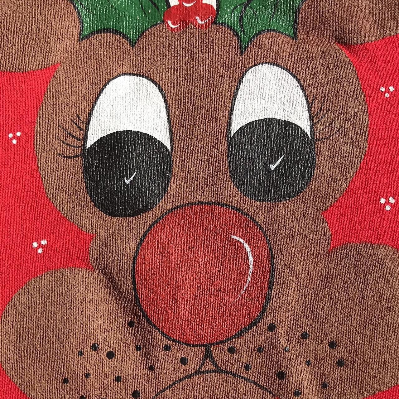 Vintage 80’s Hand Painted Rudolph Christmas Sweatshirt Large Size L / US 10 / IT 46 - 5 Thumbnail