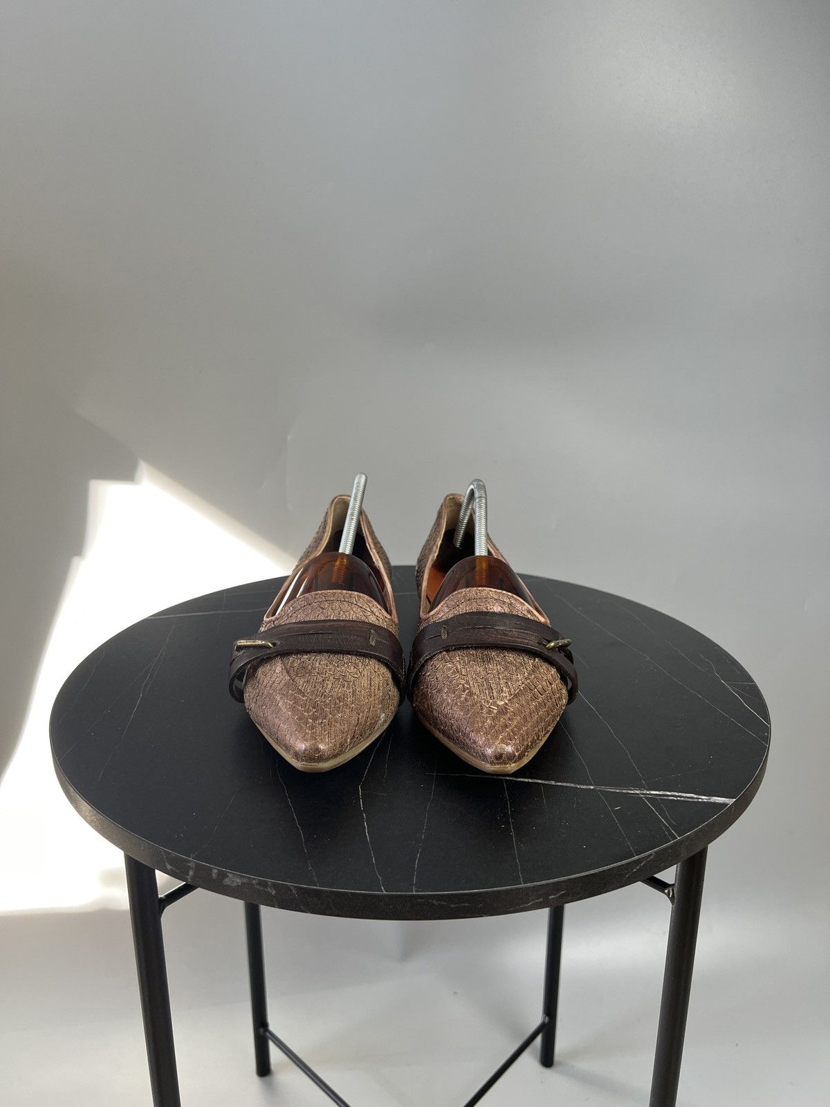 A.S.98 A.S.98 Snakeskin Leather Pointed Toe Ballet Flats (Y0501) Size US 9 / IT 39 - 3 Thumbnail