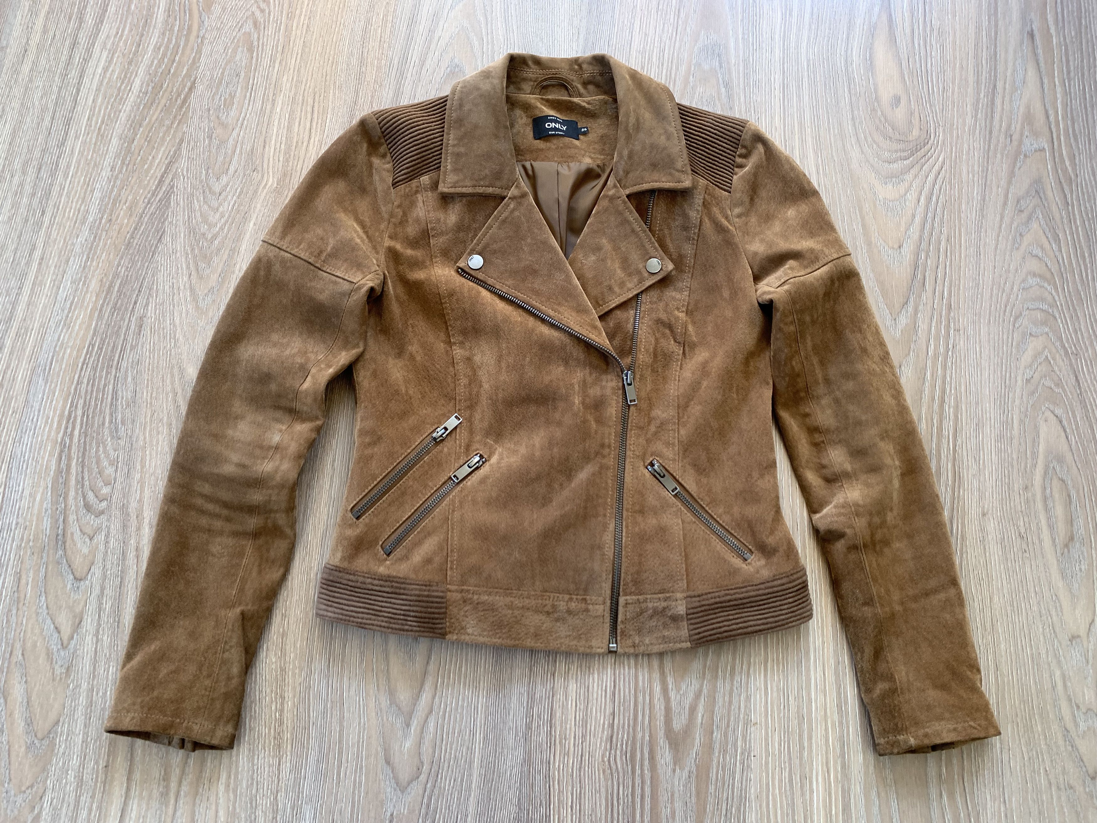 Other Only Suede Brown Leather Biker Jacket Size S / US 4 / IT 40 - 4 Thumbnail