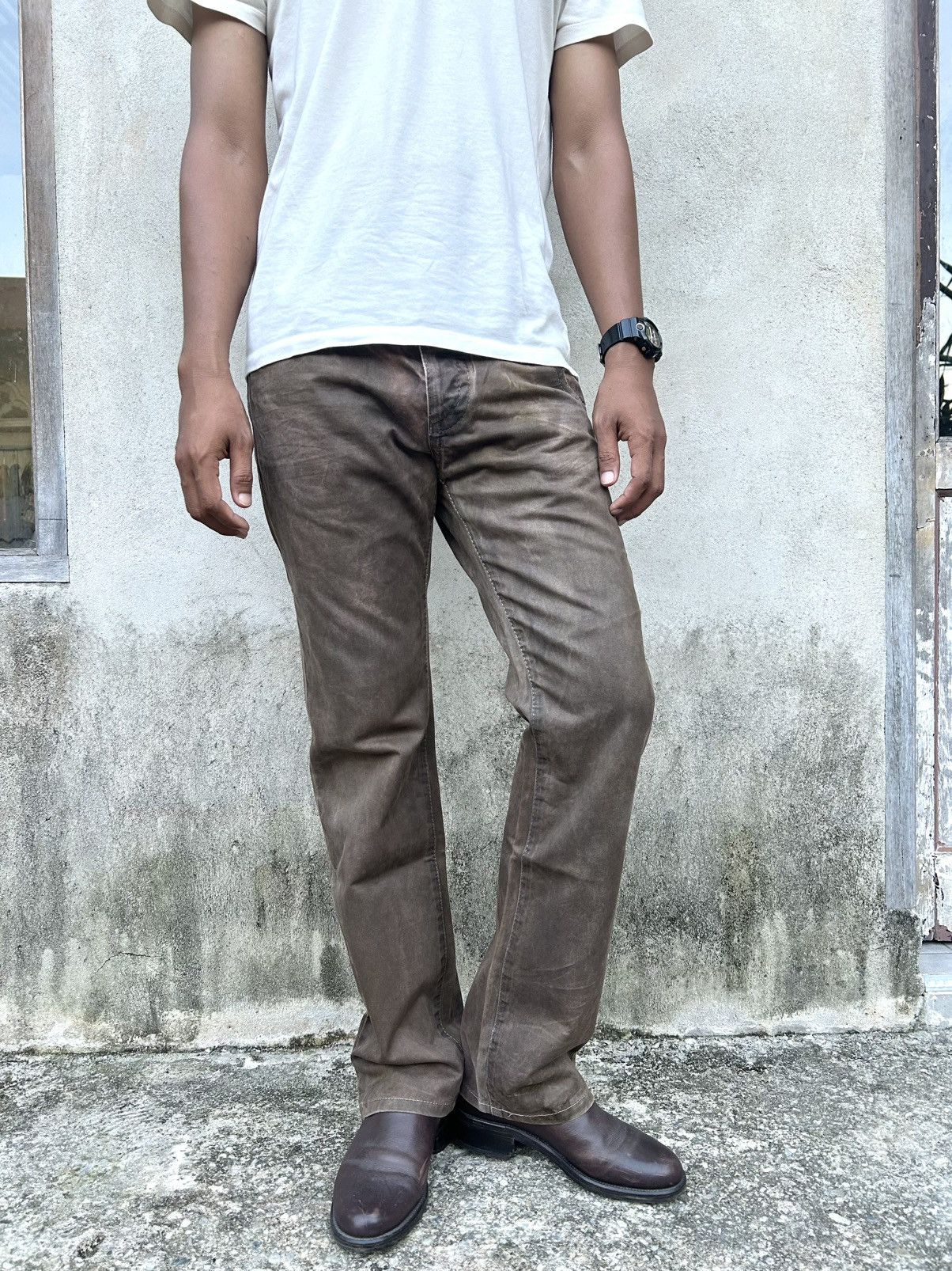 Neil Barrett Vintage Rare Neil Barrett Brown Coated Pants Size US 31 - 2 Thumbnail