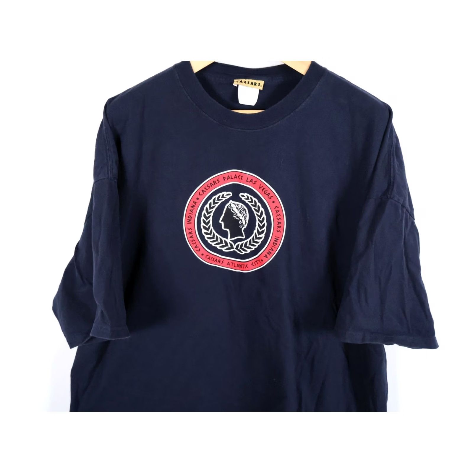 Palace VTG Caesars Palace T-Shirt Men's 4XL Dark Blue Logo Print Graphic Caesars Palace California Atlantic City 90s City Retro Shirt Mens Size US XXL / EU 58 / 5 - 4 Thumbnail