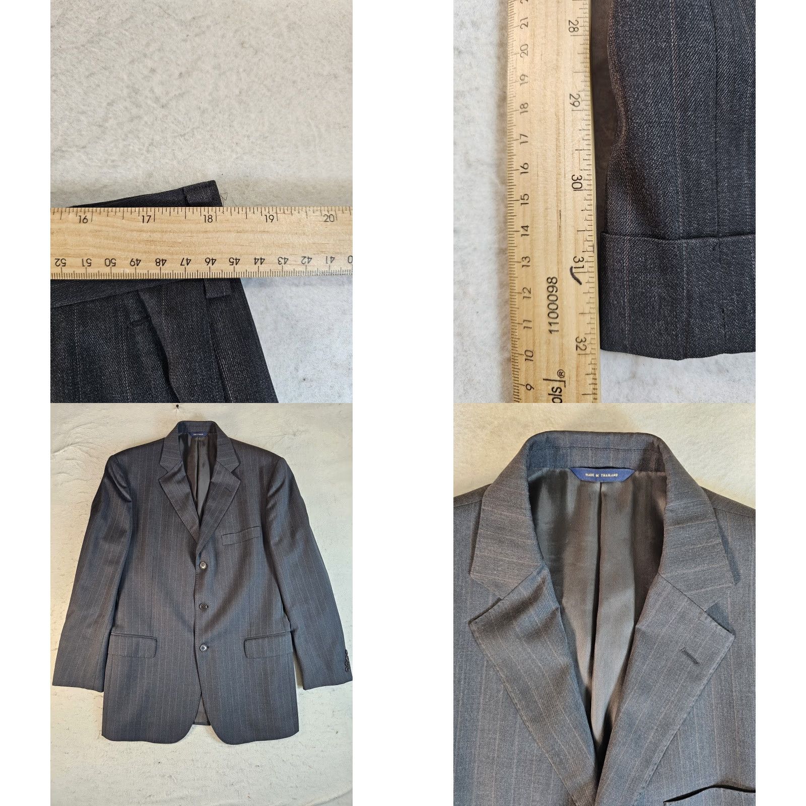 Brooks Brothers Brooks Brothers Signature Pin Striped Wool Suit Mens 42 Long Coat 36Wx32L Grey Tan Striped - Regular Fit, 2 Piece, Classic USA Mens Suit Size 42R - 9 Thumbnail
