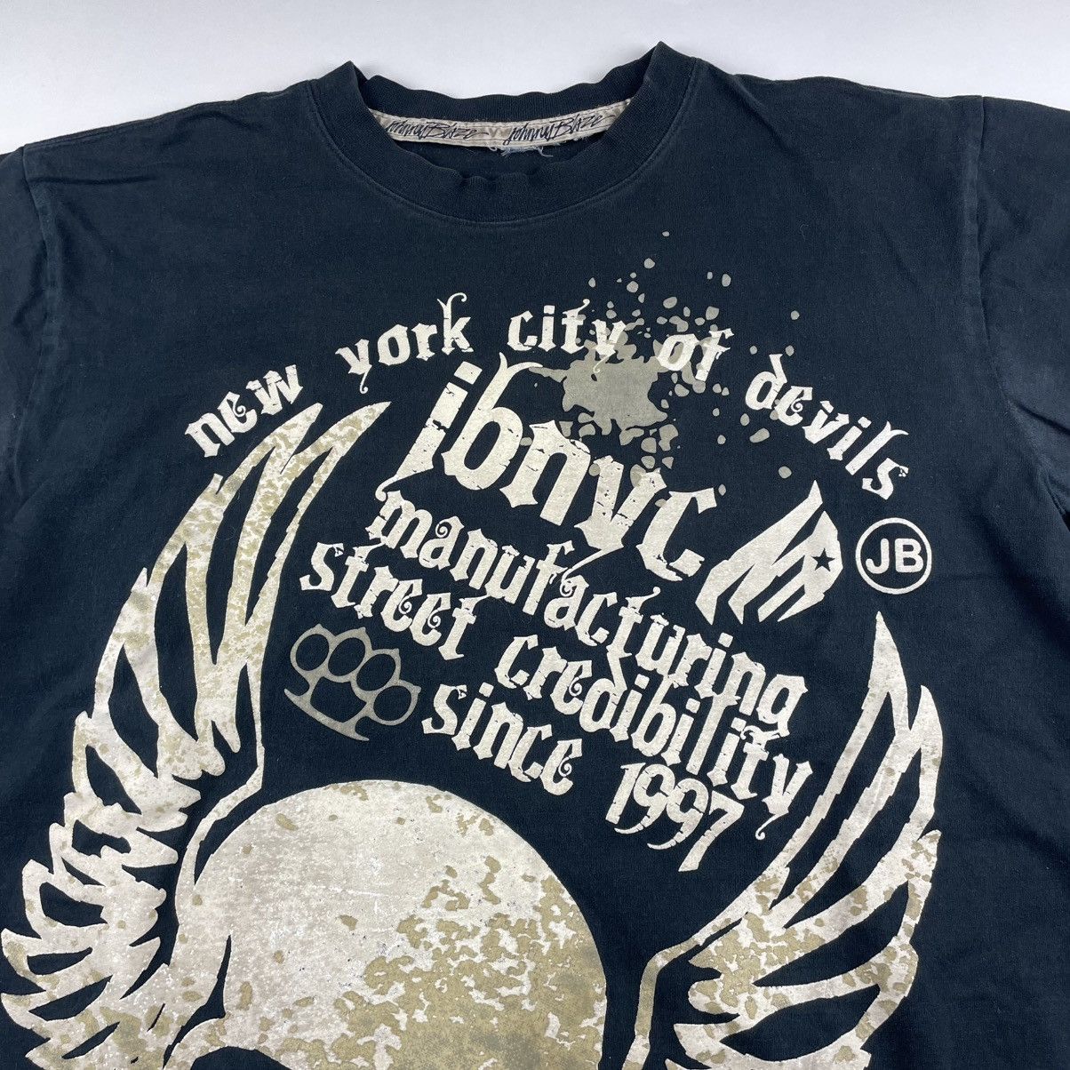 Vintage VTG Johnny Blaze Shirt Mens L Black Skull Y2K Big Logo NYC Size US L / EU 52-54 / 3 - 3 Thumbnail