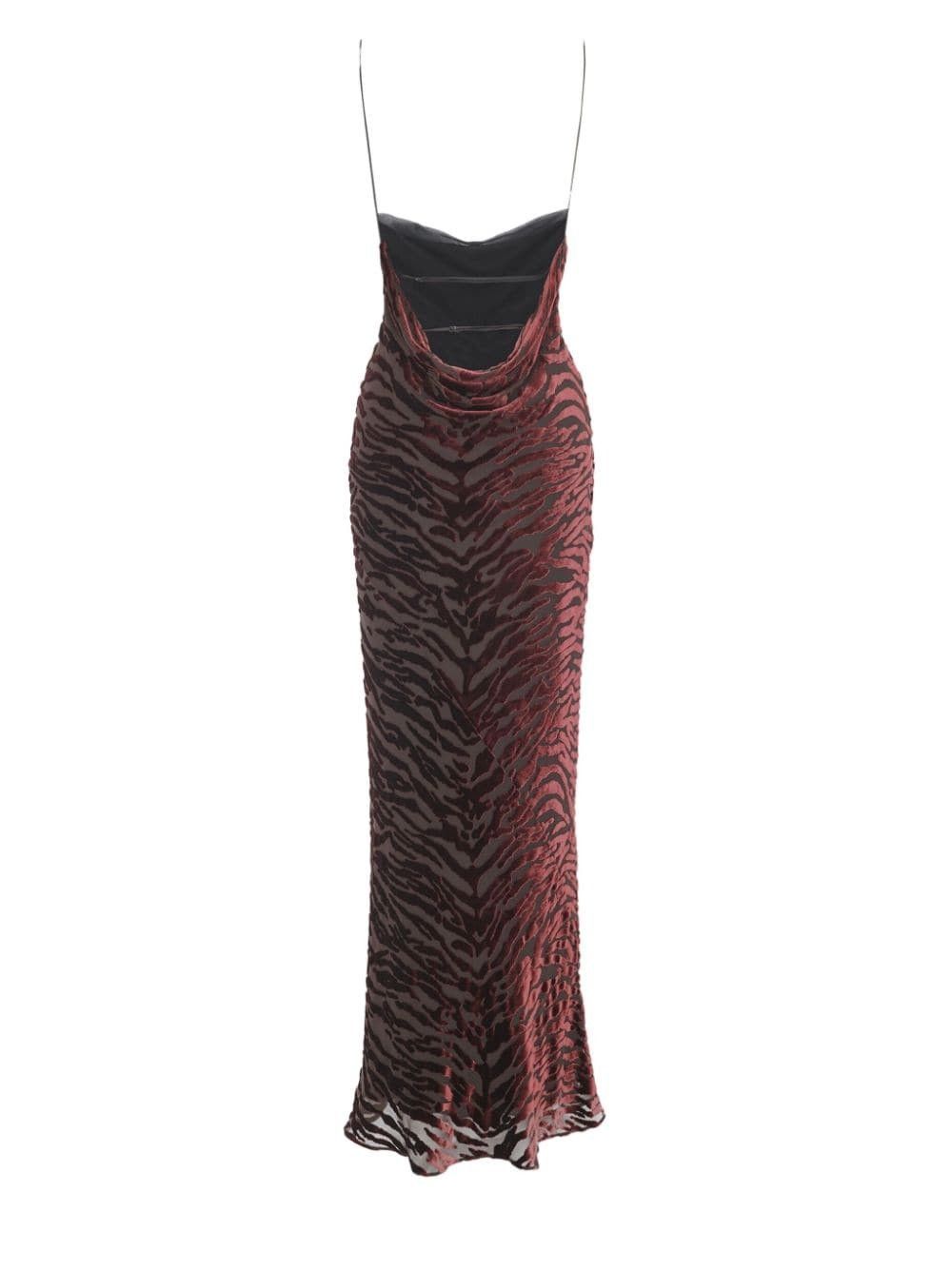 Saint Laurent Paris o1s1wg110625 753590 Cowl-Back Dress in Zebra Dévoré Velvet Size M / US 6-8 / IT 42-44 - 2 Thumbnail