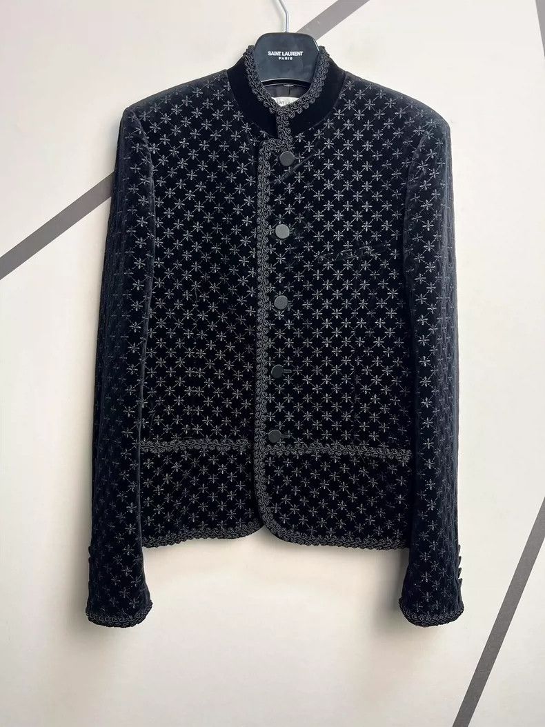 Saint Laurent Paris Saint Laurent Paris Black Velvet Palace Embroidered Jacket Size US M / EU 48-50 / 2 - 1 Thumbnail