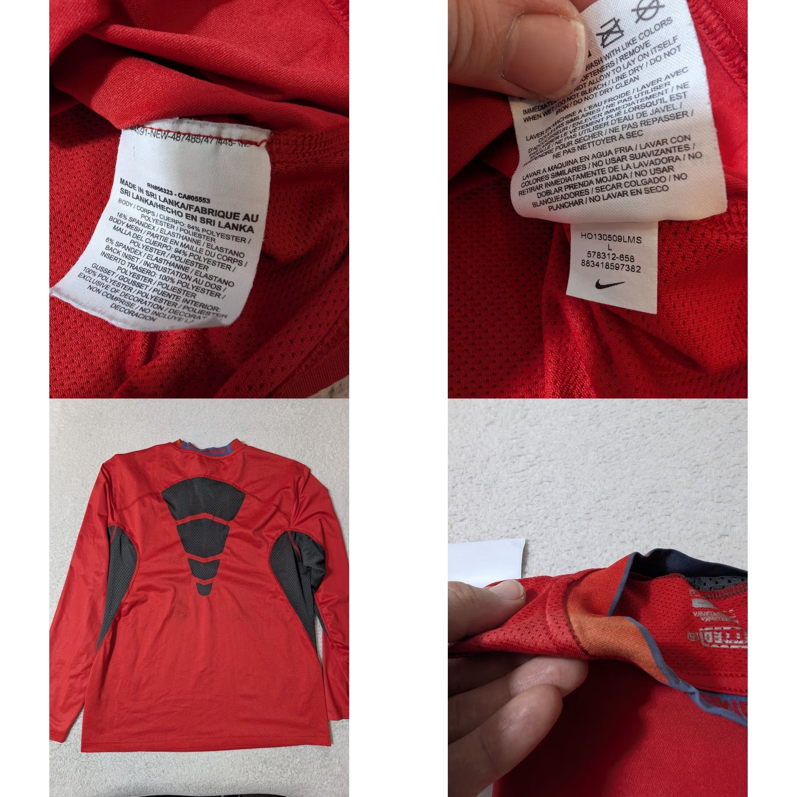 Nike Nike Pro Combat Elite Shirt Men Large Red Fitted Long Sleeve Crew Neck Breathable Moisture Wicking Nike Logo Griffey Swingman 90s? Size US L / EU 52-54 / 3 - 8 Thumbnail