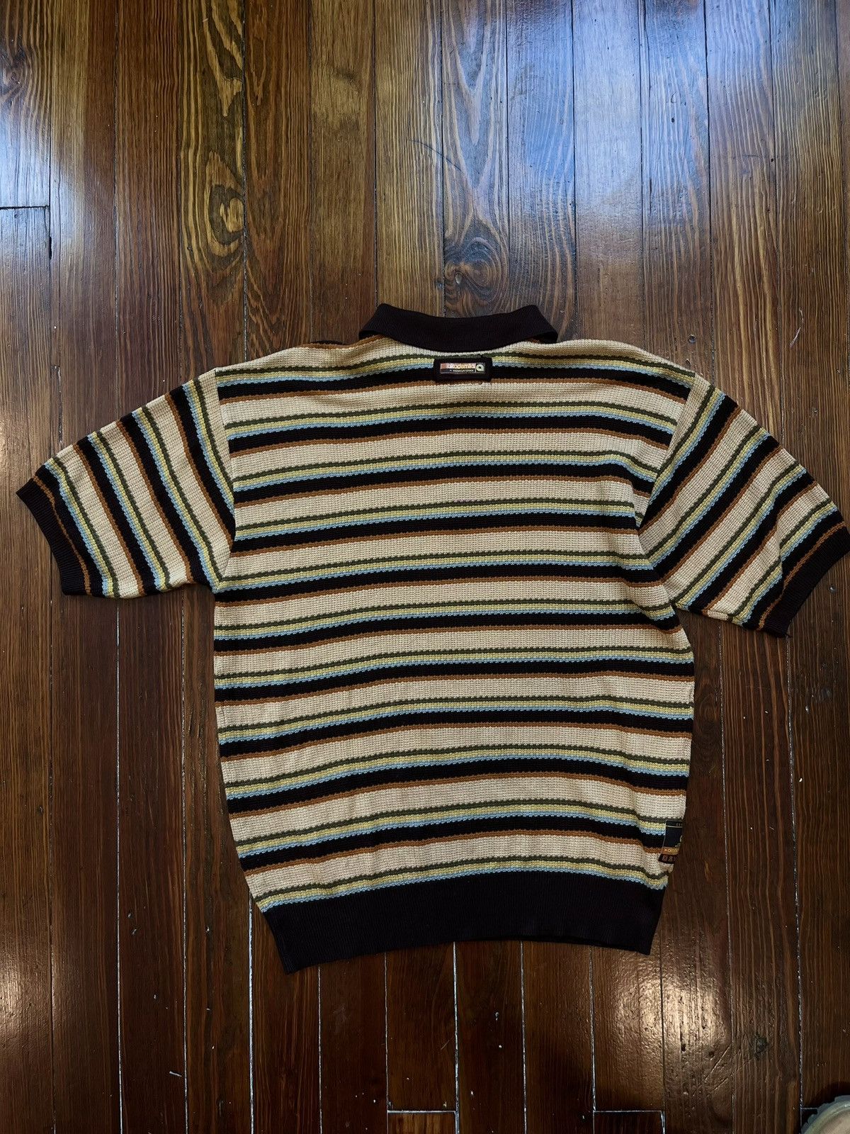 Akademiks Akademiks Knit Polo Shirt XL Brown Tan Striped Retro Y2K Size US XL / EU 56 / 4 - 2 Thumbnail