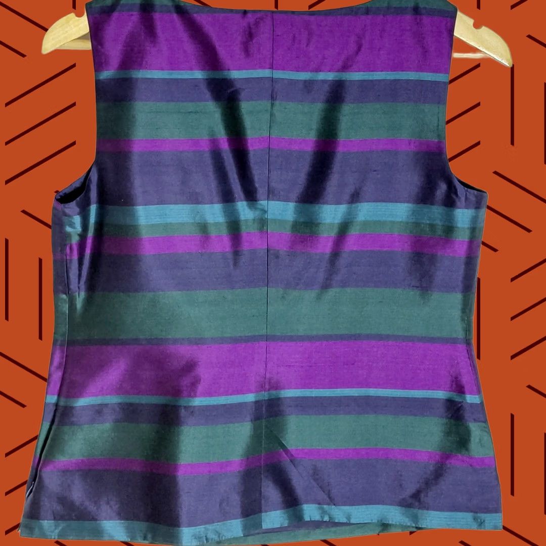 Talbots Talbots Petites Silk Striped Scoop Neck Sleeveless Top Purple Green Size 6P Womens Size M / US 6-8 / IT 42-44 - 1 Thumbnail