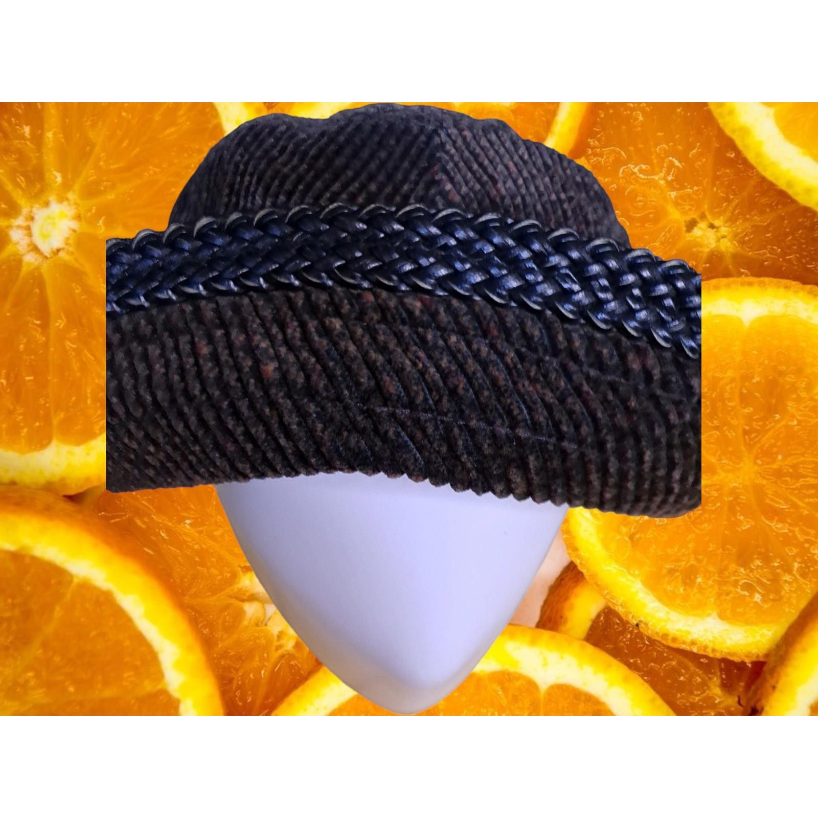 Other A Head Start Corduroy Brown Hat with Fancy Black Trim Stitch Size ONE SIZE - 3 Thumbnail