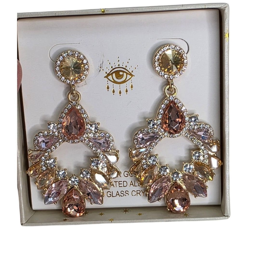 Other Eye Candy 14K Gold Plated Alloy Crystal Dandle Ear Rings Size ONE SIZE - 1 Thumbnail