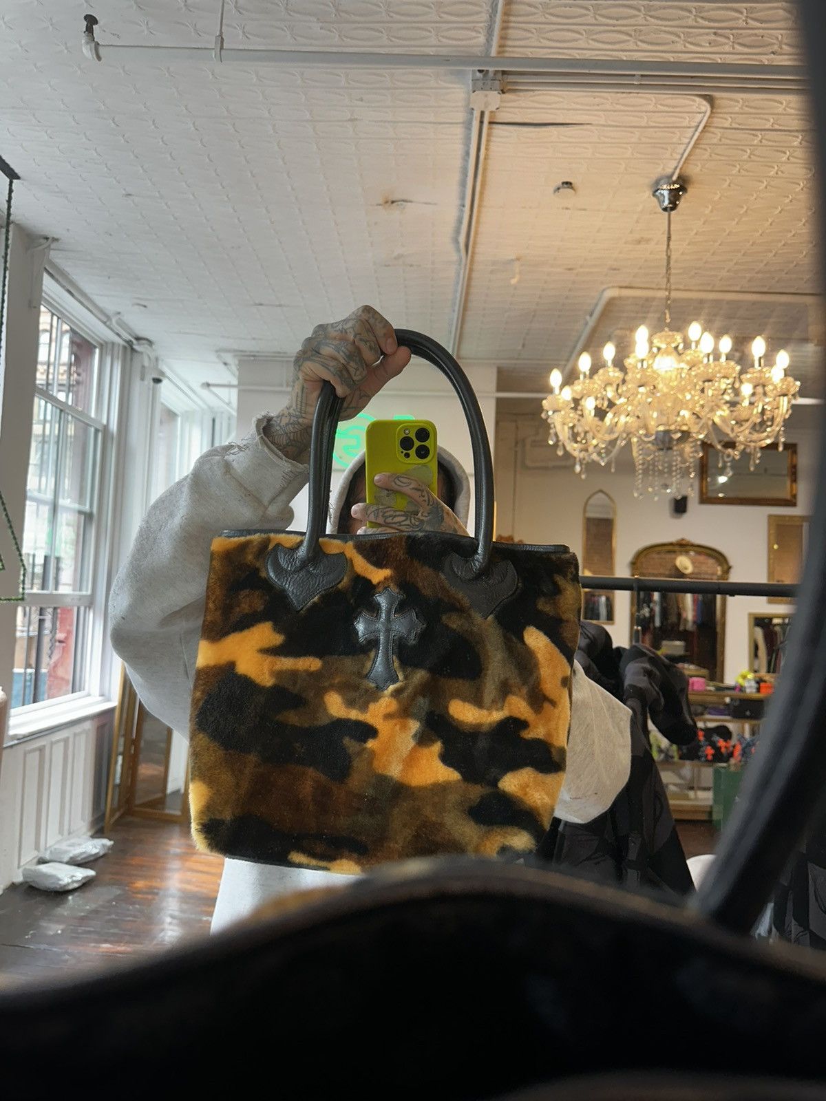 Chrome Hearts CHROME HEARTS CAMO SHEARLING FUR CROSS PATCH BAG Size ONE SIZE - 8 Thumbnail