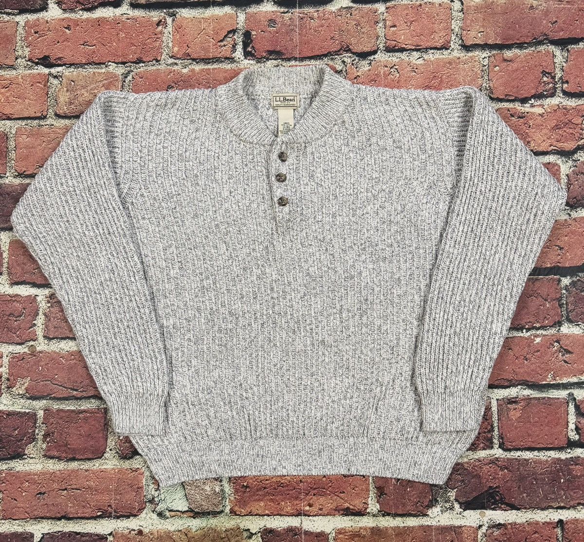 L.L. Bean Vintage L.L. Bean Henley Knit Fisherman Sweater US09 Size US L / EU 52-54 / 3 - 1 Thumbnail