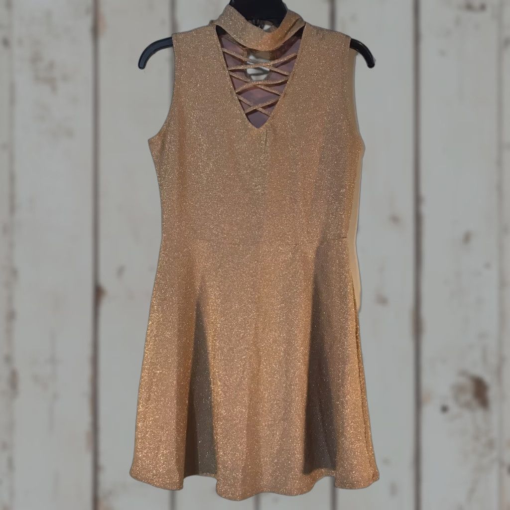 Vintage VINTAGE Adam Levine Gold Sleeveless Dress Womens Size M Above Knee Formal Party 90s Glitter Lurex Size M / US 6-8 / IT 42-44 - 1 Thumbnail
