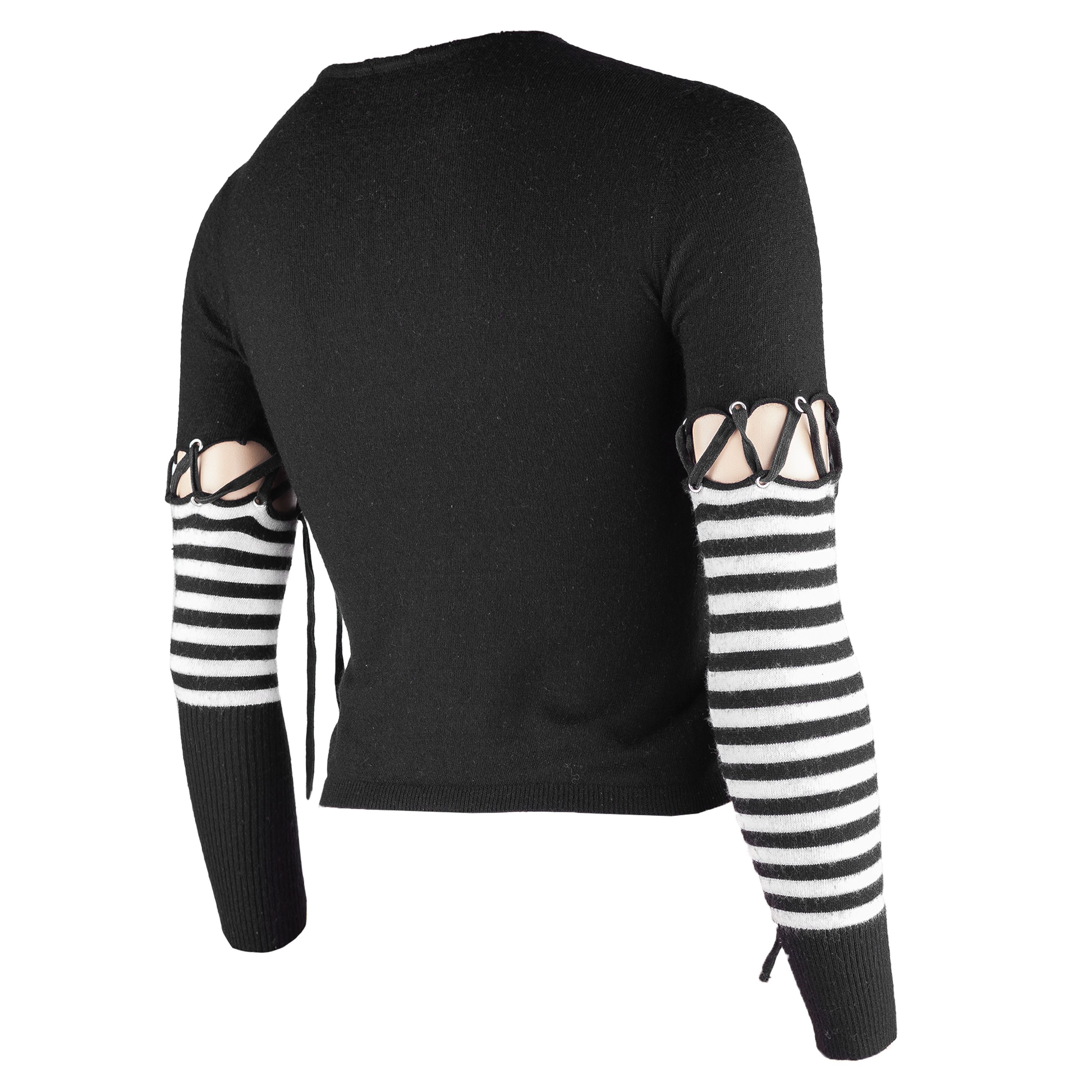 Dolce & Gabbana Dolce & Gabbana Vintage Black Cutout Tied Sleeves Top (XS) Size XS / US 0-2 / IT 36-38 - 3 Thumbnail