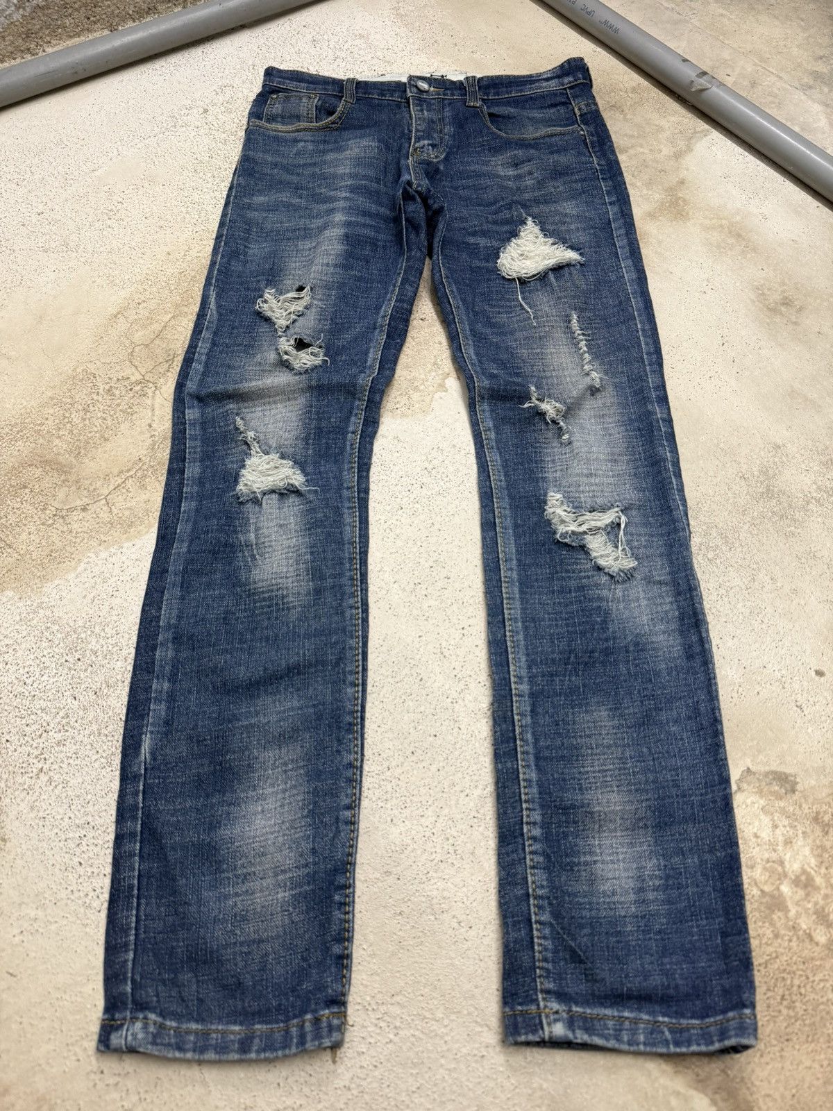 Japanese Brand I6w9 Style Distressed Skinny Denim Pants Size US 29 - 1 Thumbnail