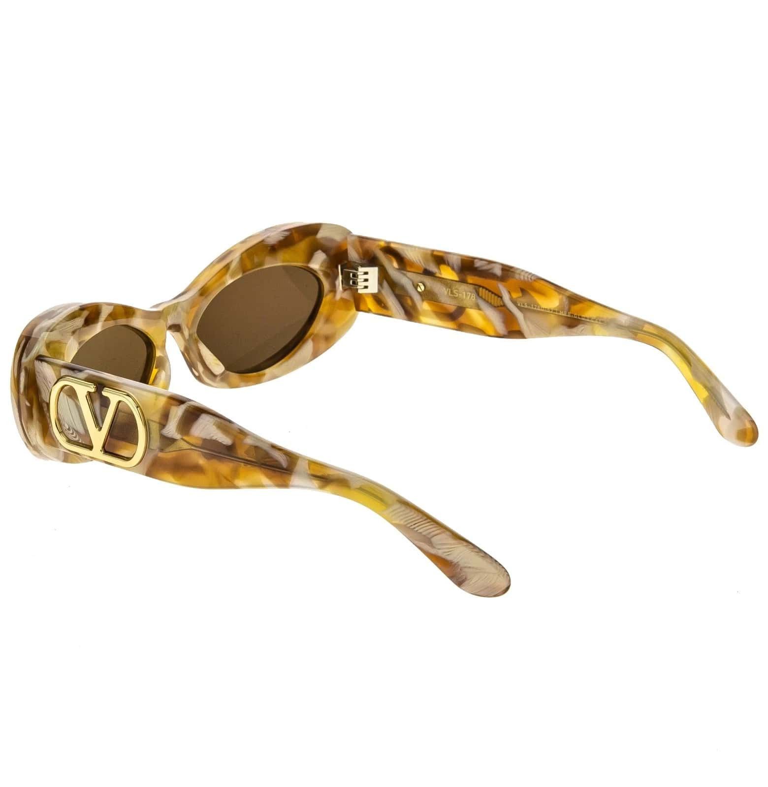 Valentino VALENTINO VLS178 Marble Gold Narrow Oval VLS 178D Sunglasses Size ONE SIZE - 4 Thumbnail