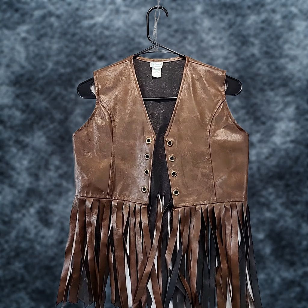Vintage VINTAGE Carole Evans Penneys Vest Western Fringe Short Brown Faux Leather 12 Women Mens? Size XL / US 12-14 / IT 48-50 - 1 Thumbnail