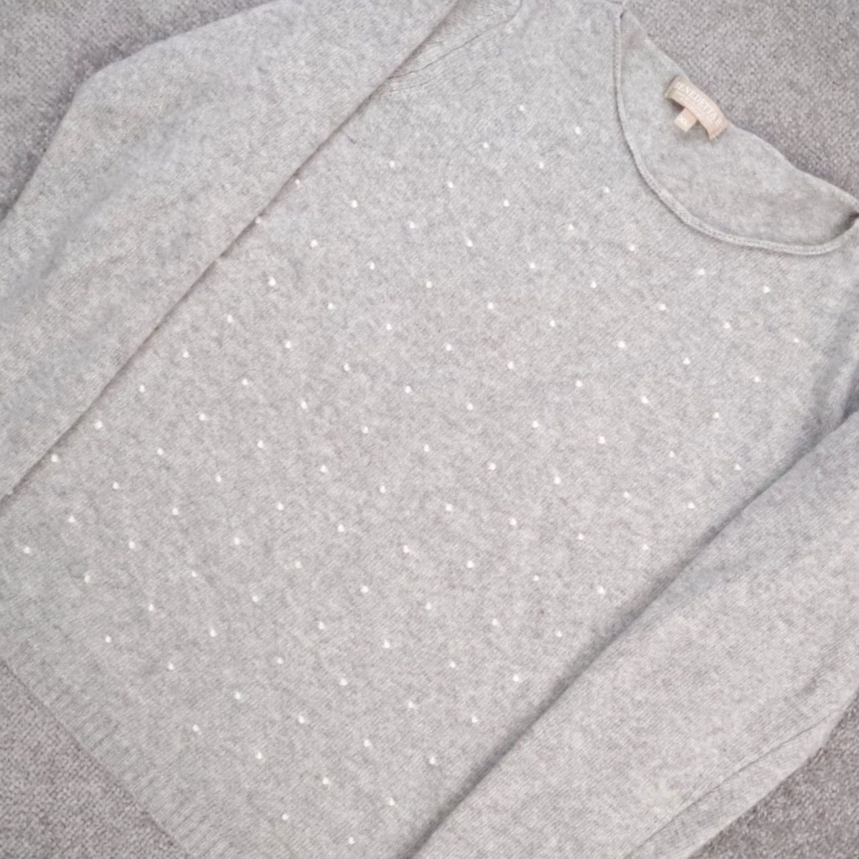 Vintage Benedetta B Sweater Long Sleeve Round Neck XL Gray Polka Dot Angora Viscose Wool Yak Ladies Pullover Italy Made in Italy Women Size XL / US 12-14 / IT 48-50 - 6 Thumbnail
